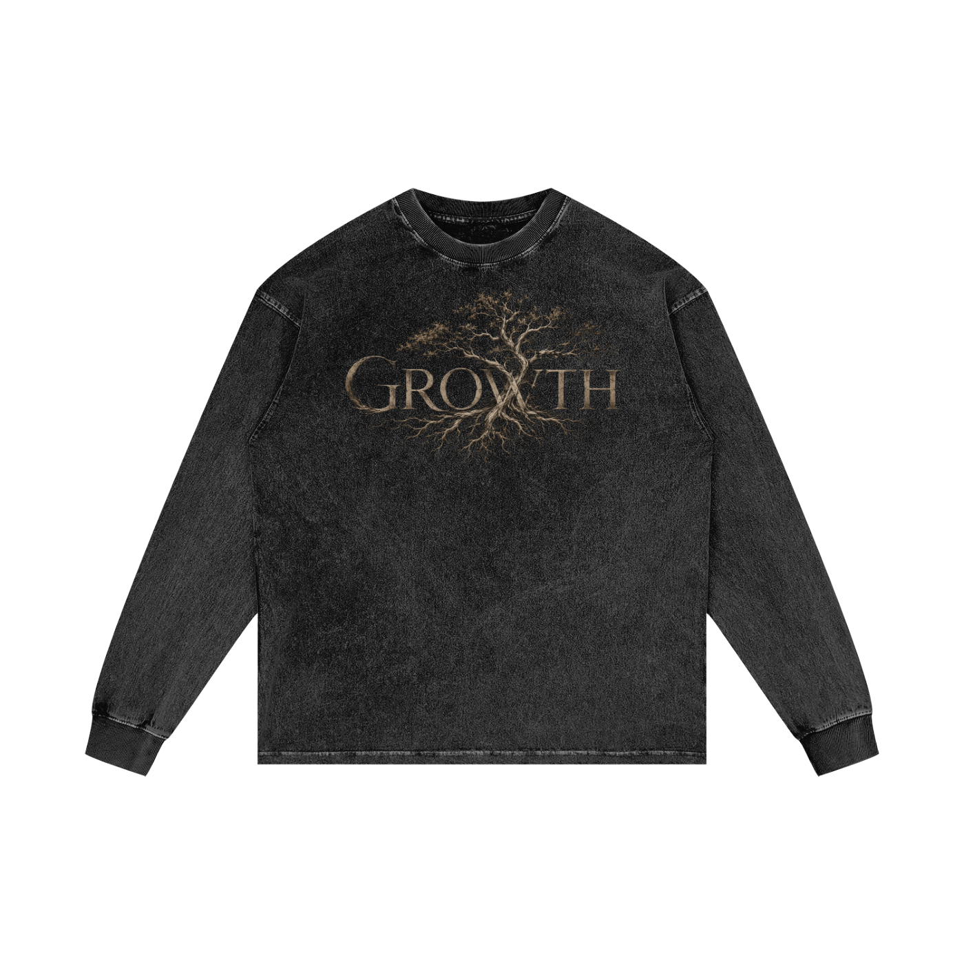 MENS 'GROWTH' Acid Wash Oversize Long Sleeve TEE