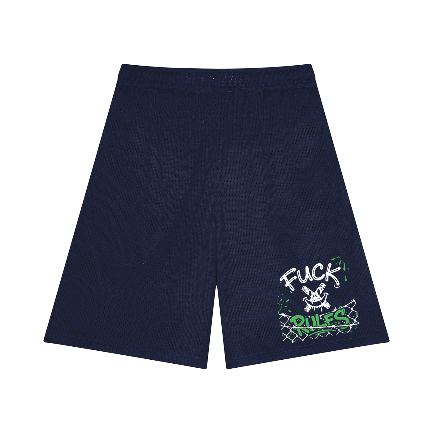 MENS ' FUCK RULES '  Mesh Basketball Shorts