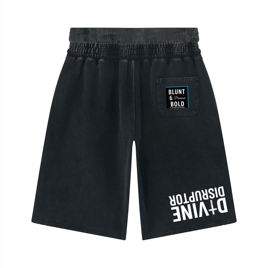 MENS  'DIVINE DISRPUPTOR ' Vintage Wash Distressed Wide Leg Shorts