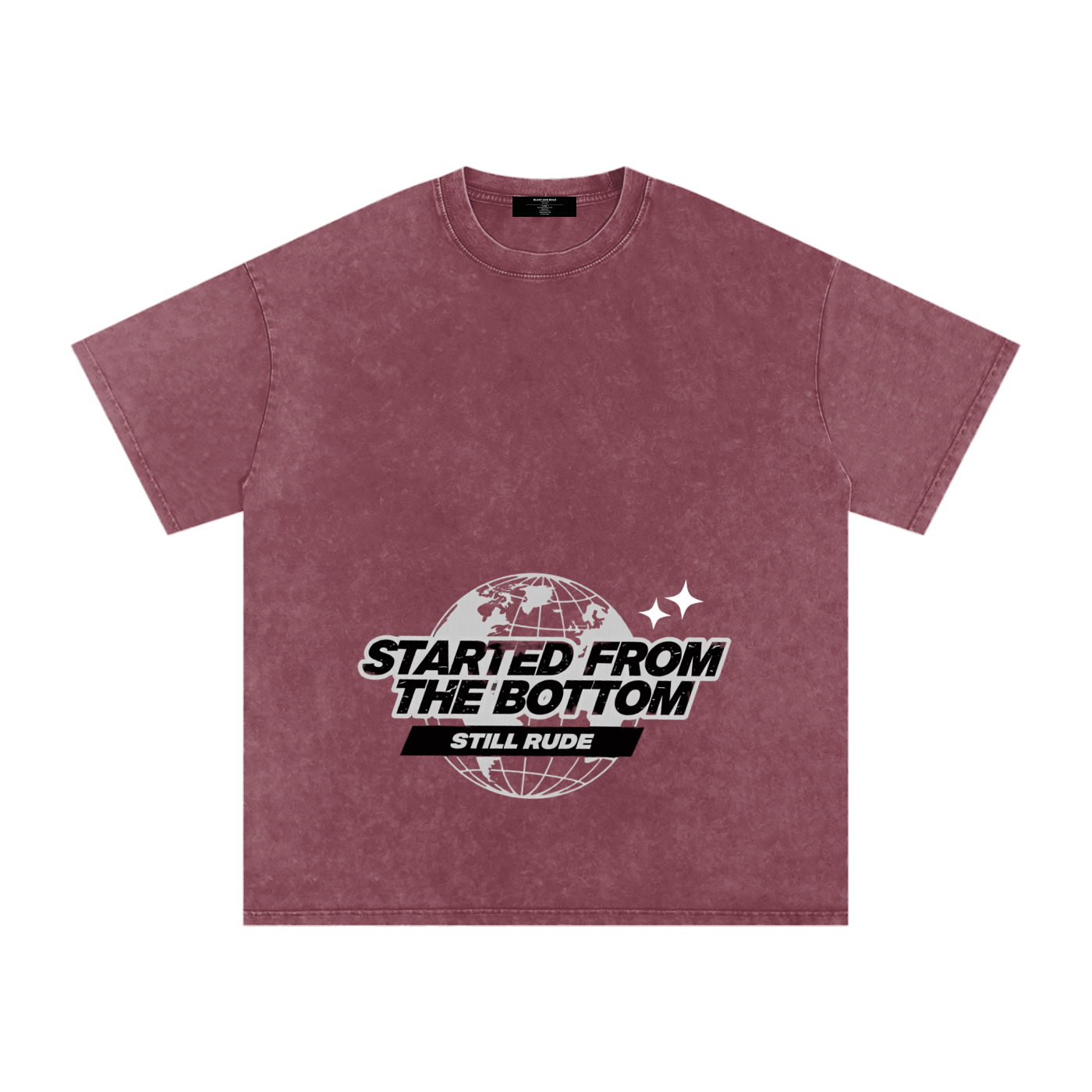 MENS ' FROM THE BOTTOM ' Snow Washed Oversized Cotton TEE