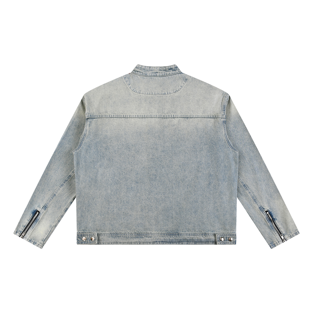 Mens 'PROTECT YOUR ENERGY"  Vintage Wash Zip Denim Jacket