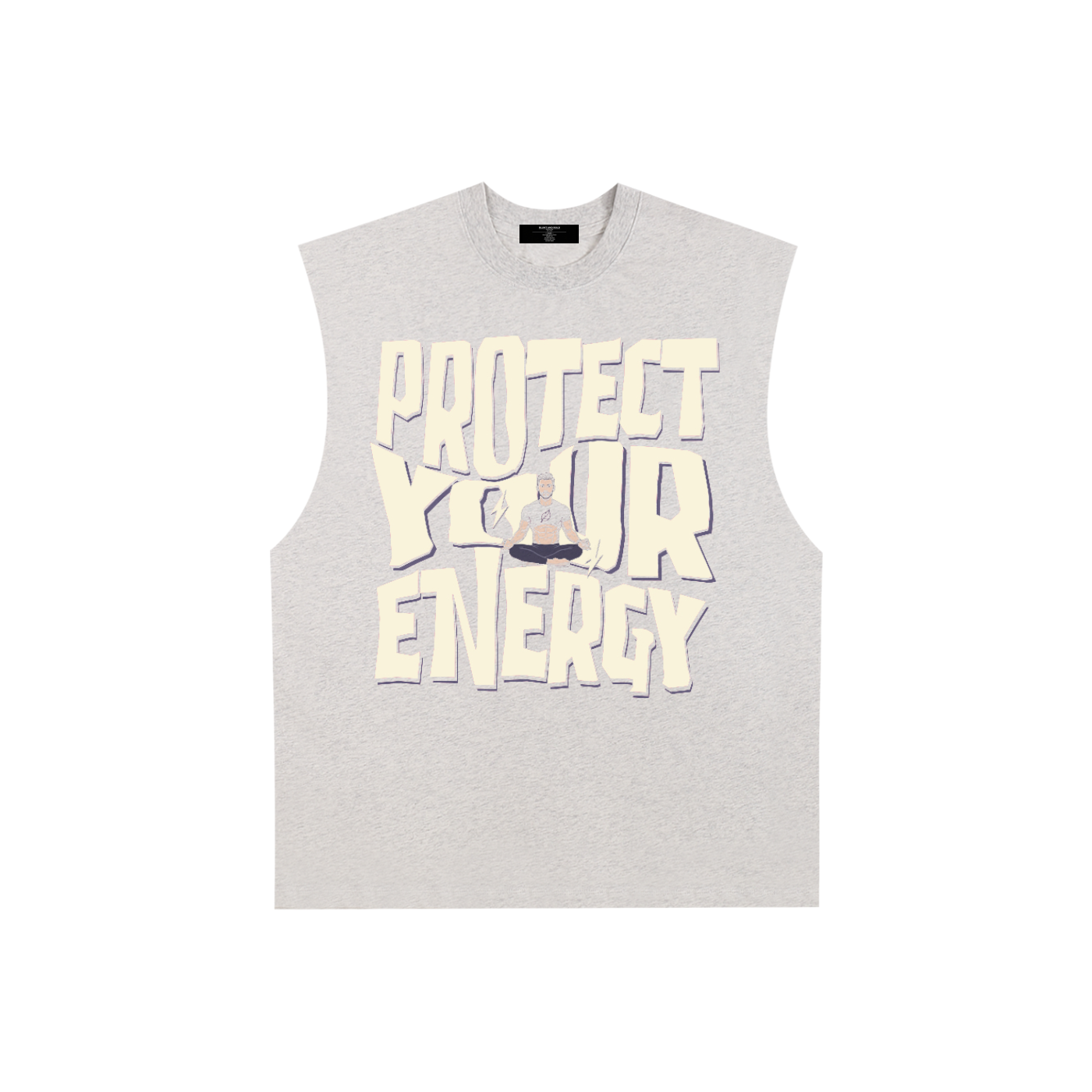 Mens 'PROTECT YOUR ENERGY' Raw Edge Cotton Tank