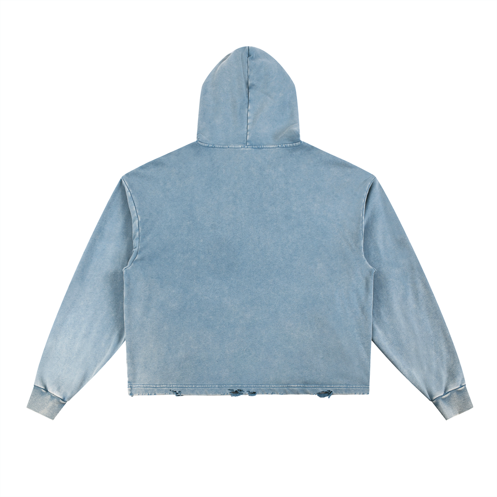 Mens 'UNFUCKWITHABLE' Vintage Washed Frayed-Hem Hoodie