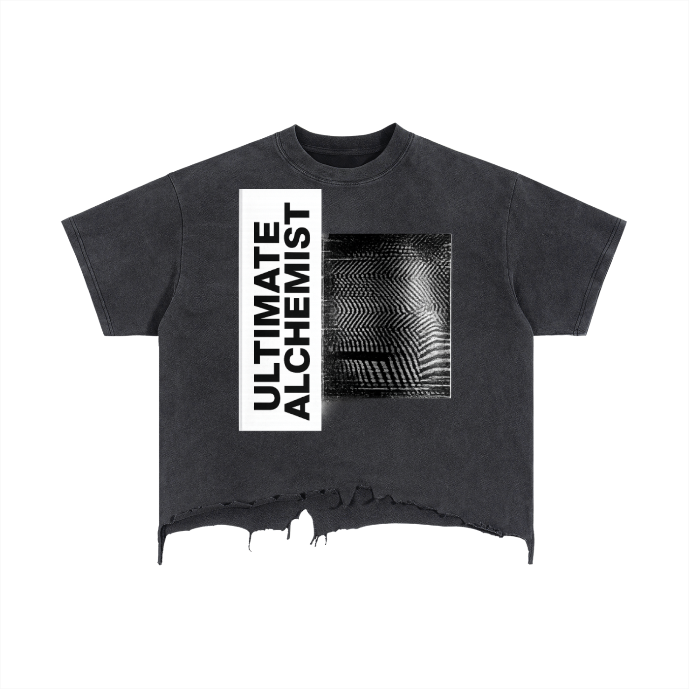 Mens 'ULTIMATE ALCHEMIST' Vintage Wash Boxy Distressed Hem Tee
