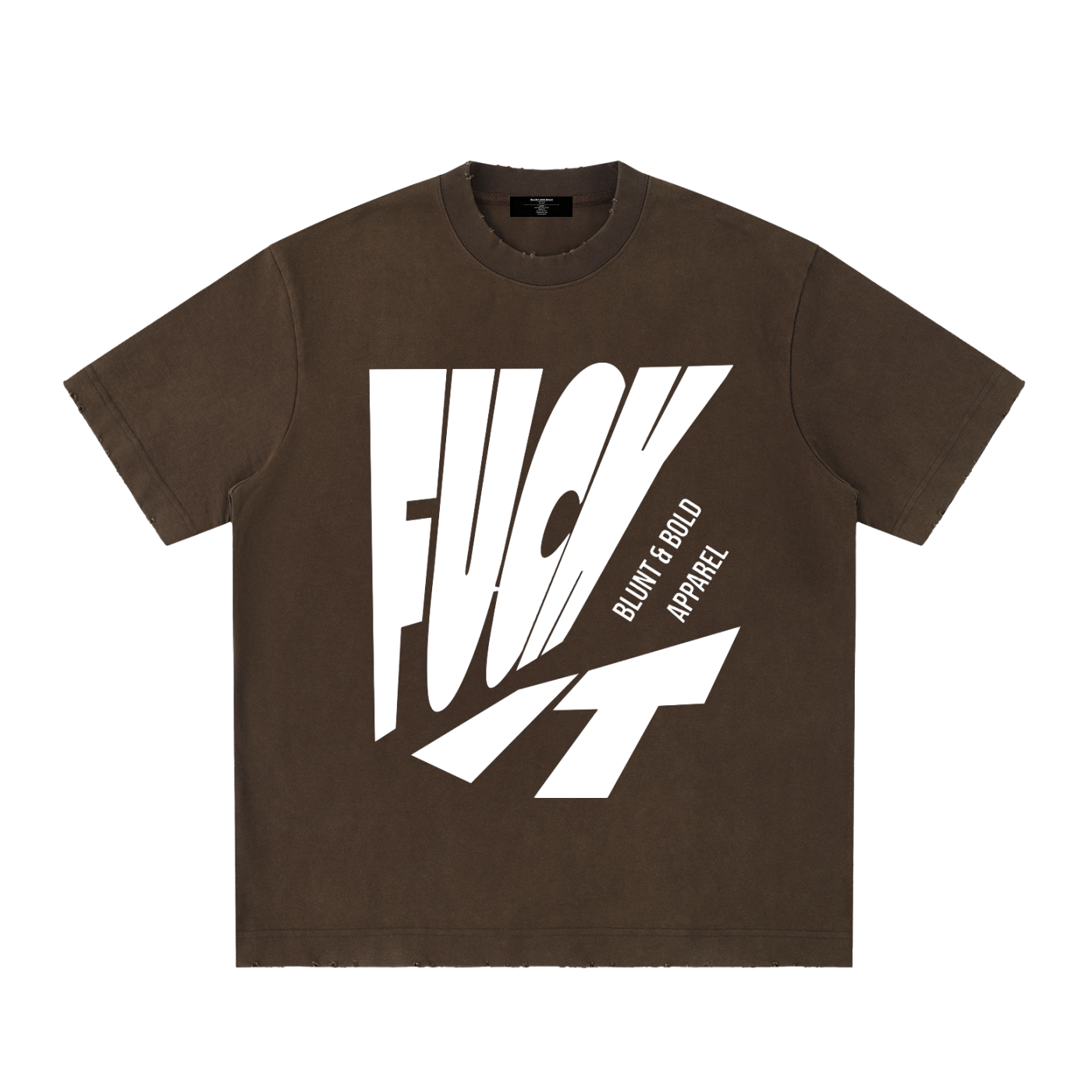 Mens 'FUCK IT' Heavyweight Vintage Washed Frayed Tee
