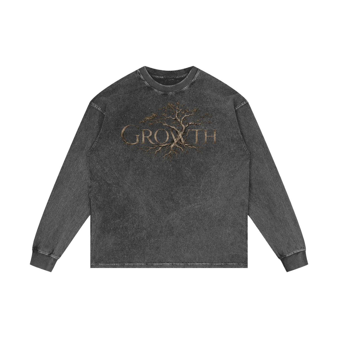 MENS 'GROWTH' Acid Wash Oversize Long Sleeve TEE
