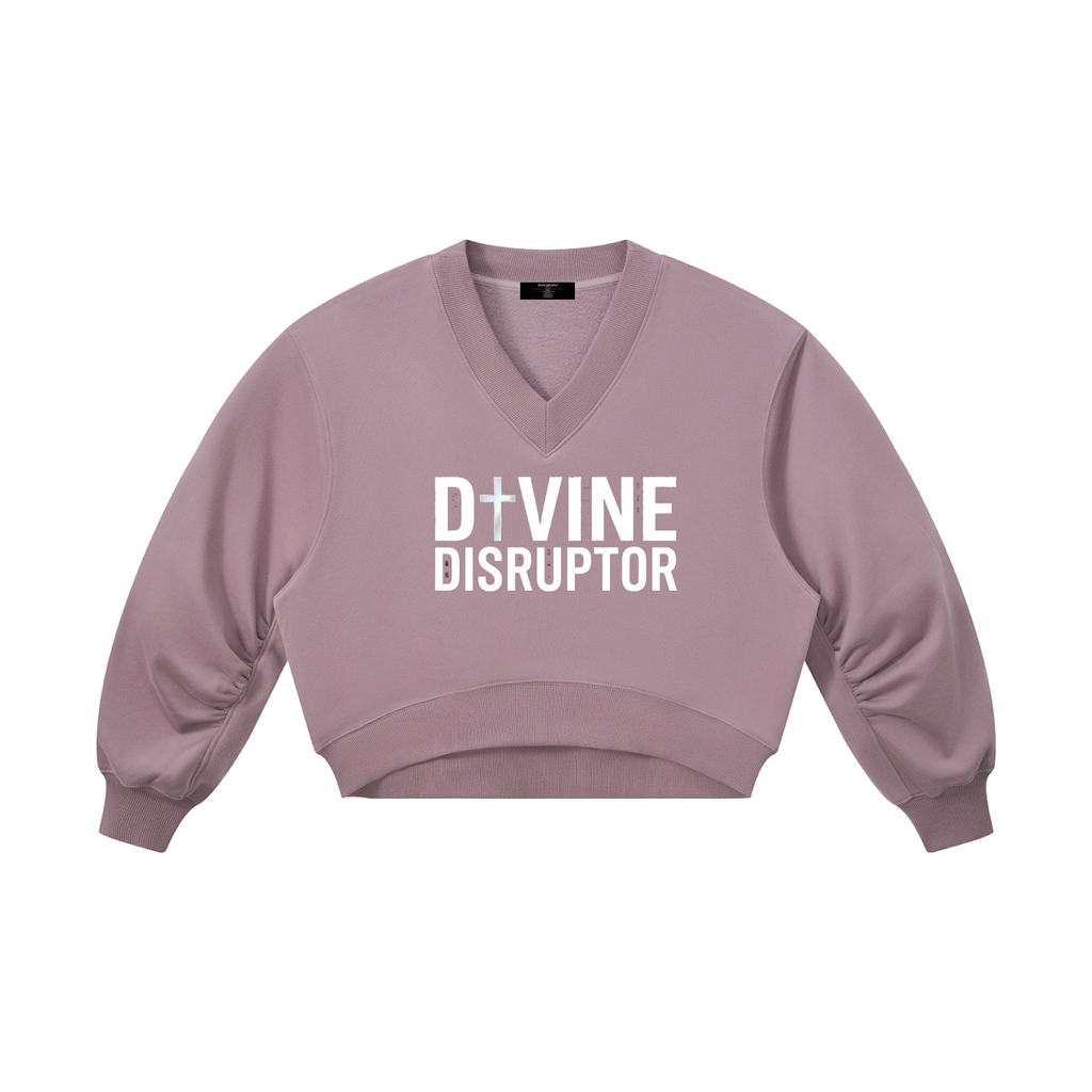 Women’s 'DIVINE DISRUPTOR'  Crop V-Neck Sweat Top