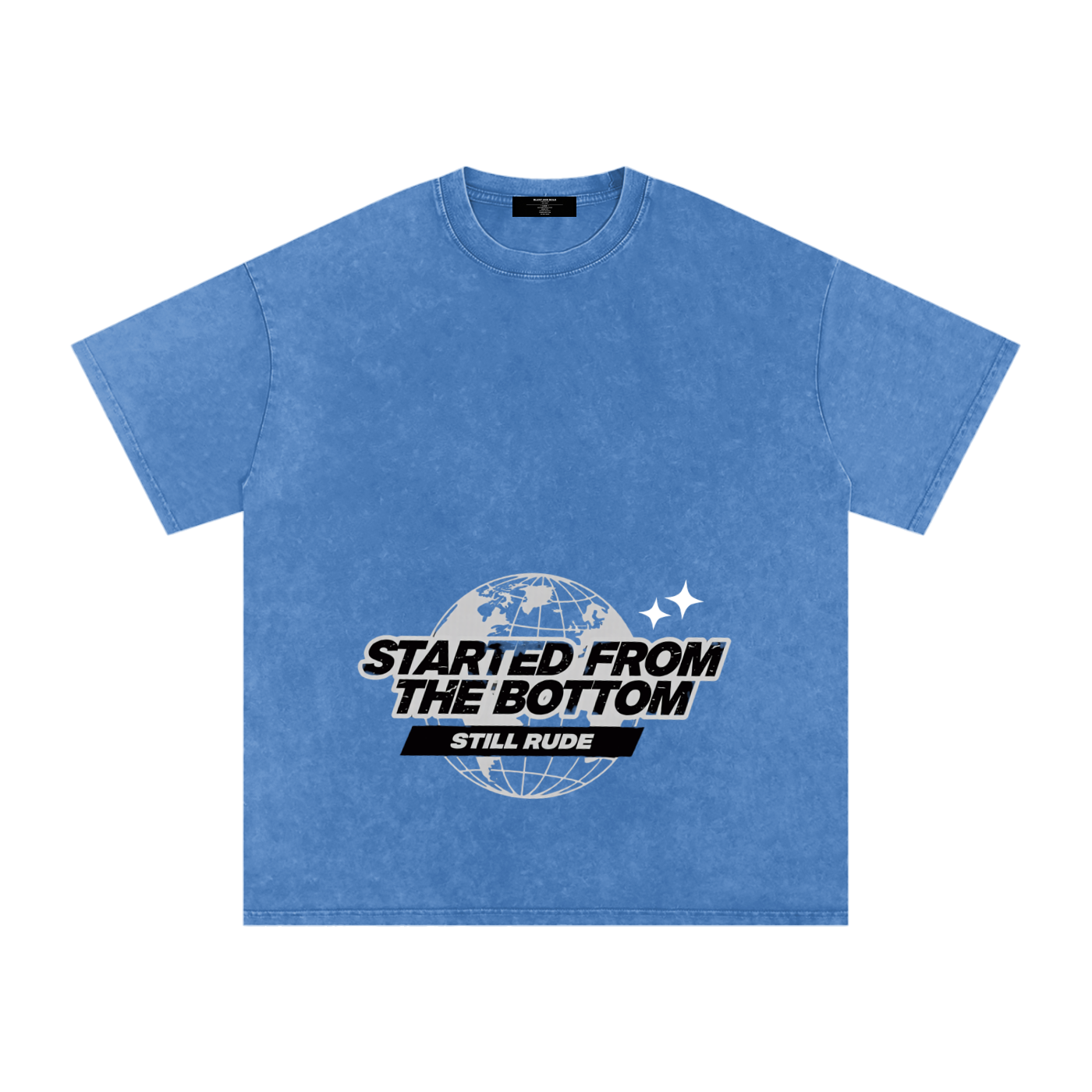 MENS ' FROM THE BOTTOM ' Snow Washed Oversized Cotton TEE