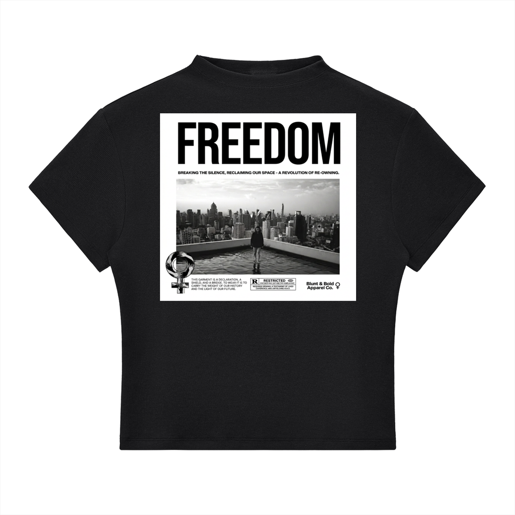 Womens 'FREEDOM" Essential Slim Fit Mock Neck Tee