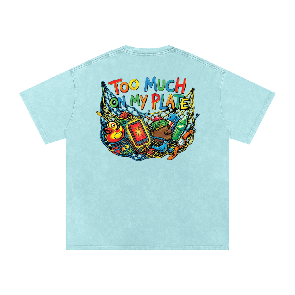 MENS '2 MUCH 2 PLATE' Snow Washed Oversized Cotton TEE