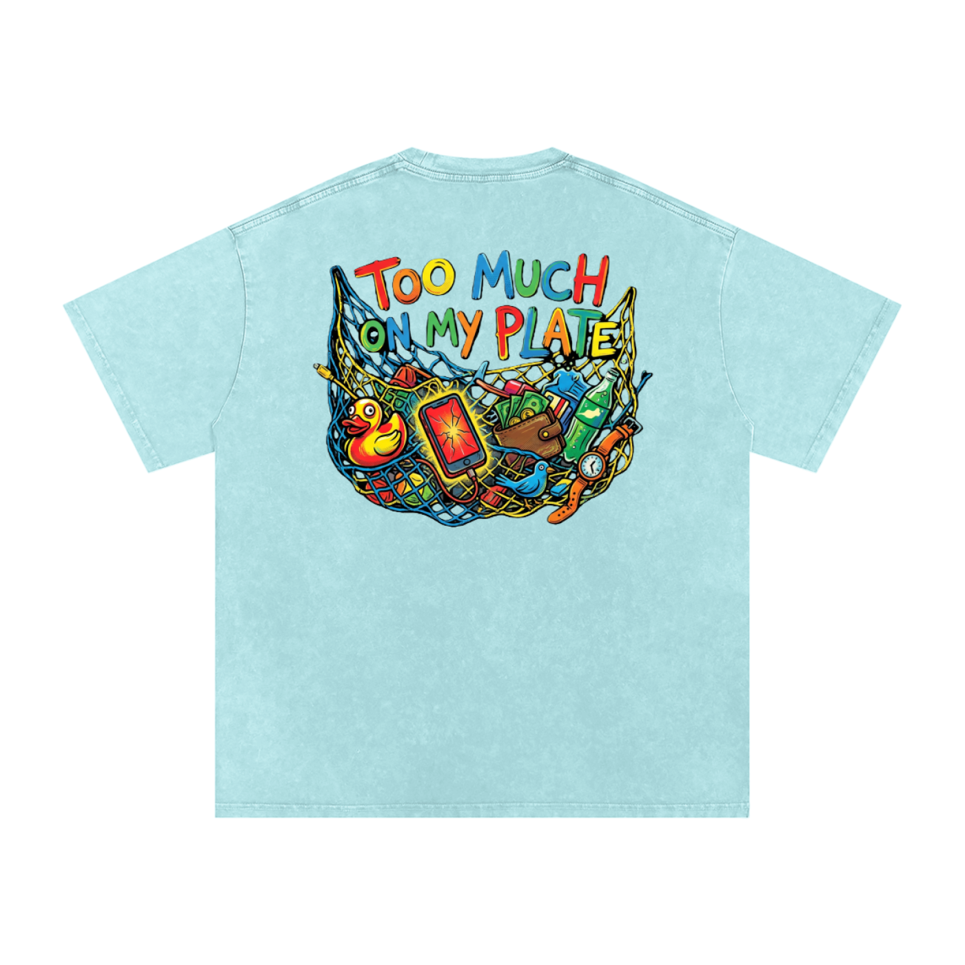 MENS '2 MUCH 2 PLATE' Snow Washed Oversized Cotton TEE