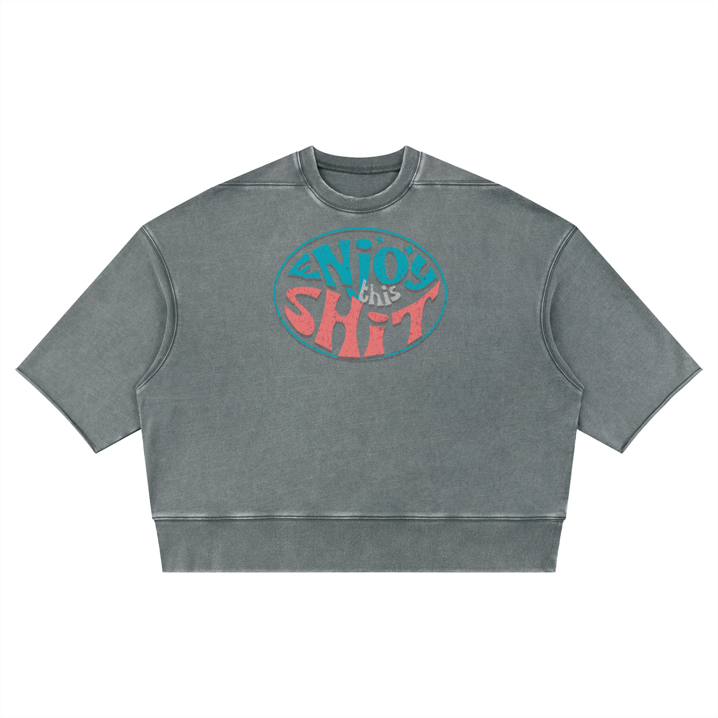Mens 'ENJOY THIS SHIT' Mineral Wash Boxy Raw Edge Shirt