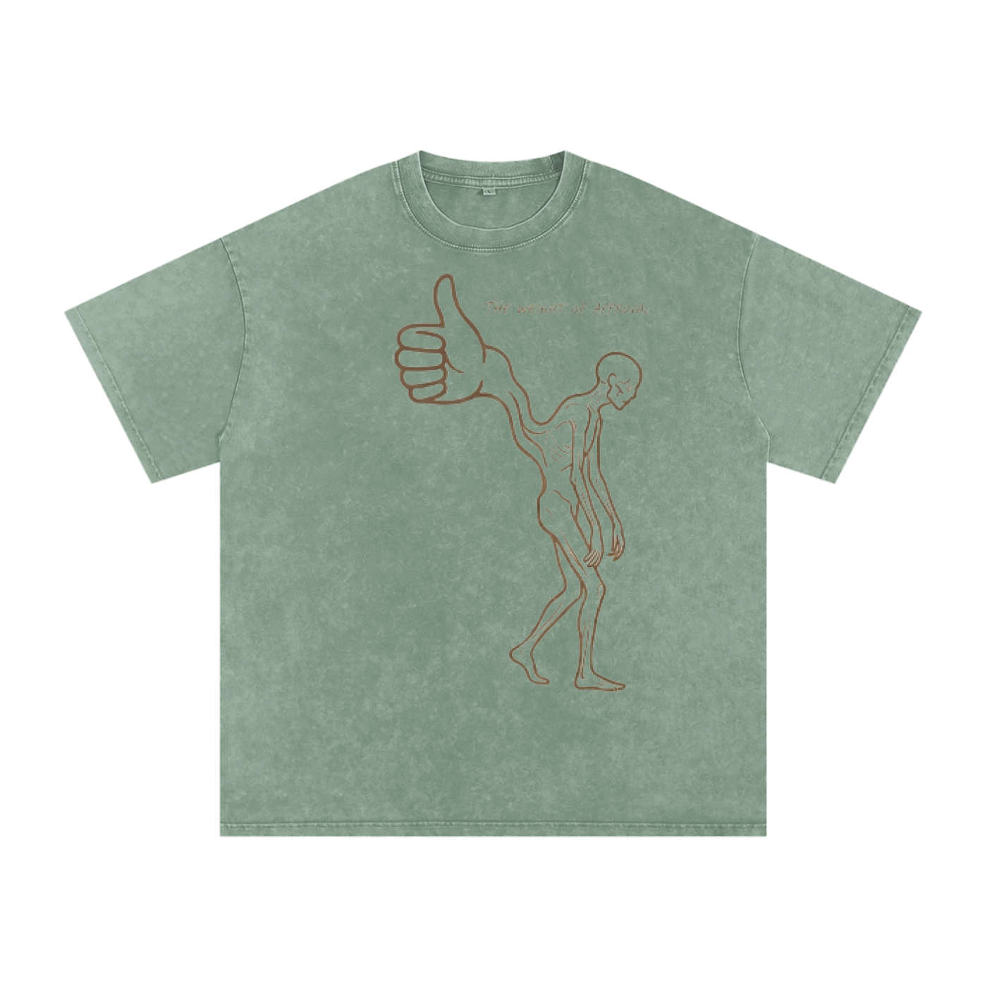 Mens 'WEIGHT OF APPROVAL' Snow Washed Oversized Cotton T-Shirt