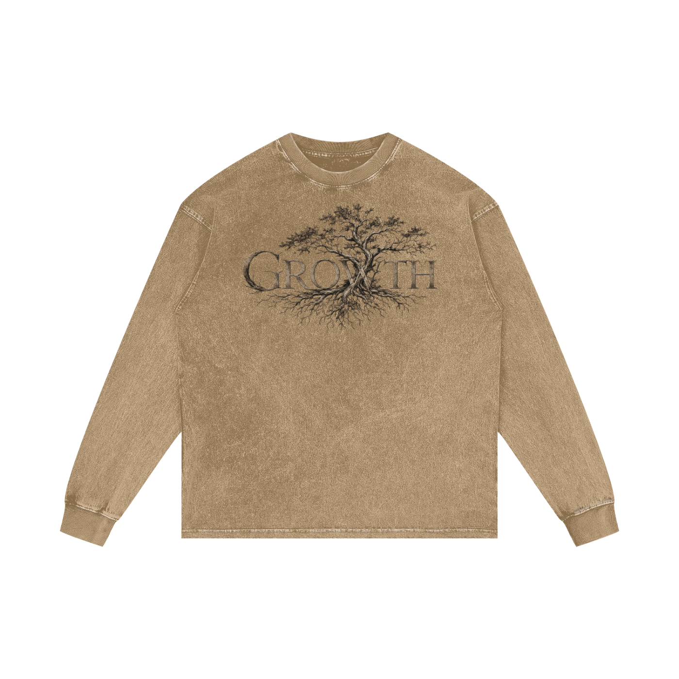 MENS 'GROWTH' Acid Wash Oversize Long Sleeve TEE
