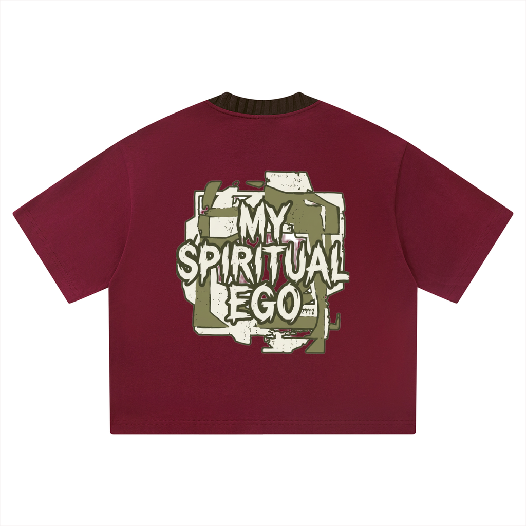 Mens ' MY SPIRITUAL EGO' DUEL HUE Heavyweight Boxy Tee