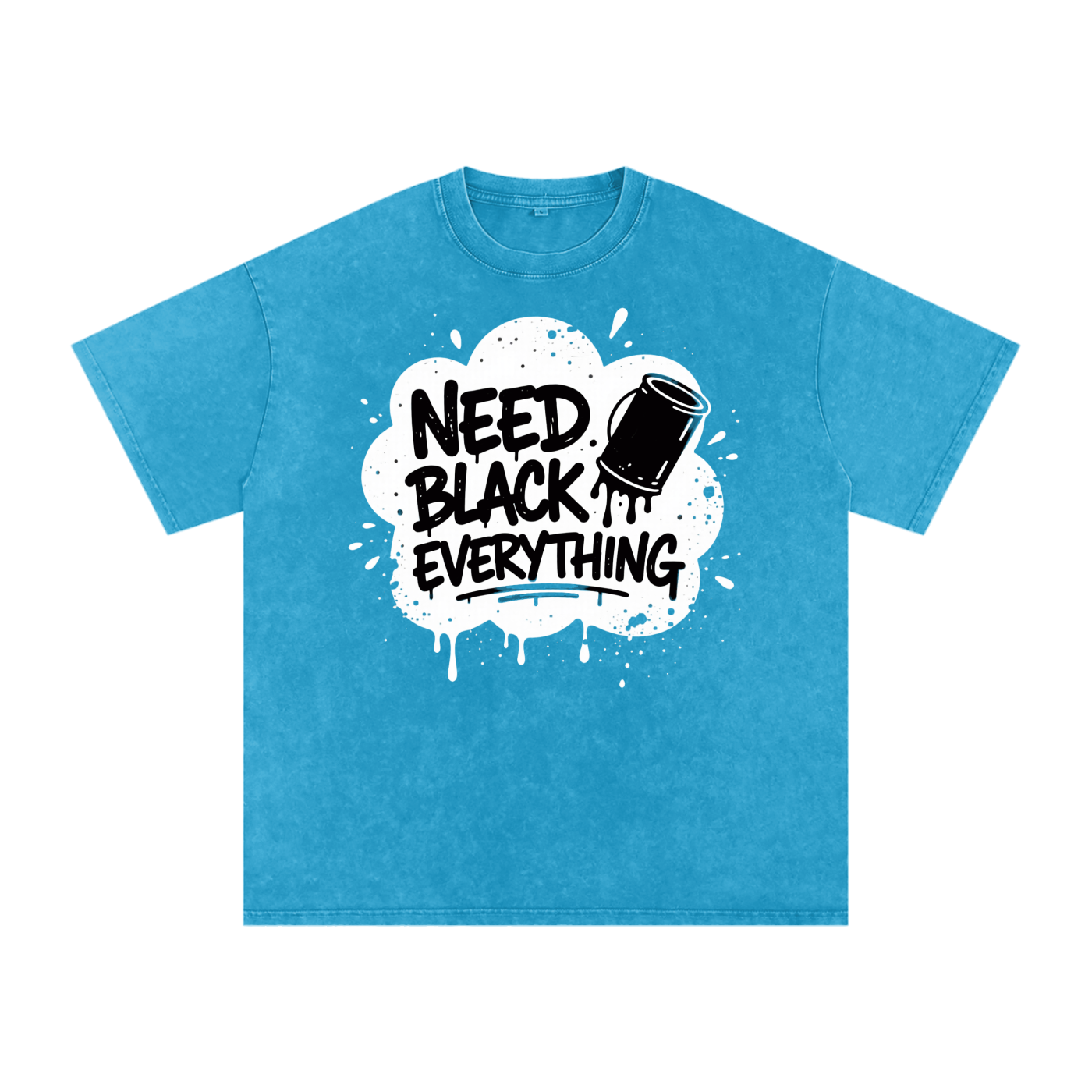 MENS 'NEED  BLACK EVERYTHING 'Snow Washed Oversized Cotton TEE
