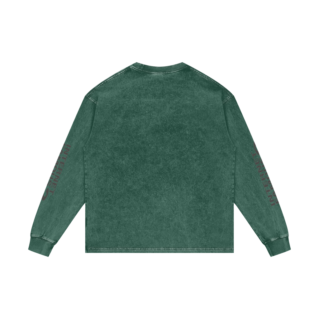 MENS '  INTERNET FAMOUS ; Acid Wash Oversize Long Sleeve TEE