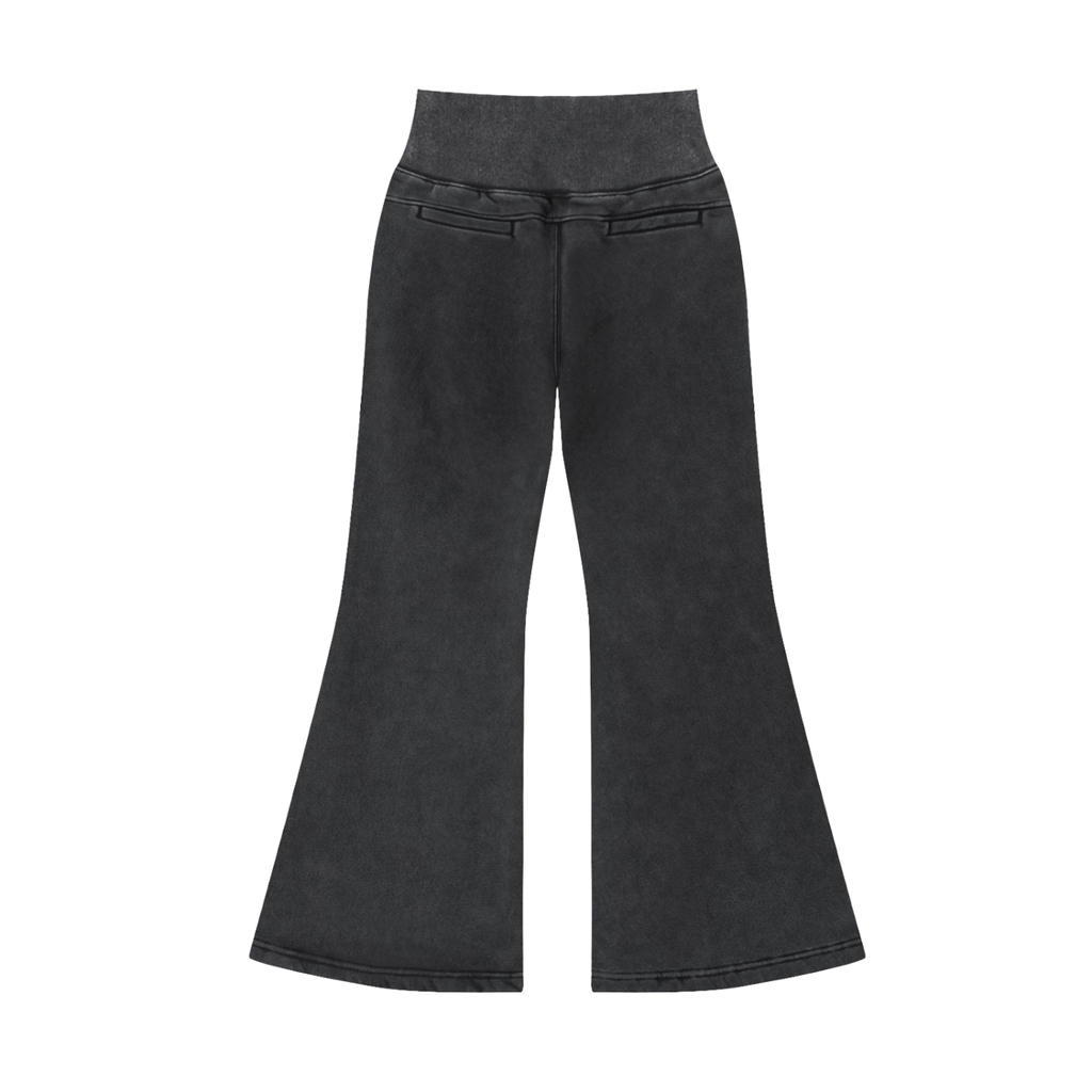 Womens Vintage Washed Flared Fleece Pants