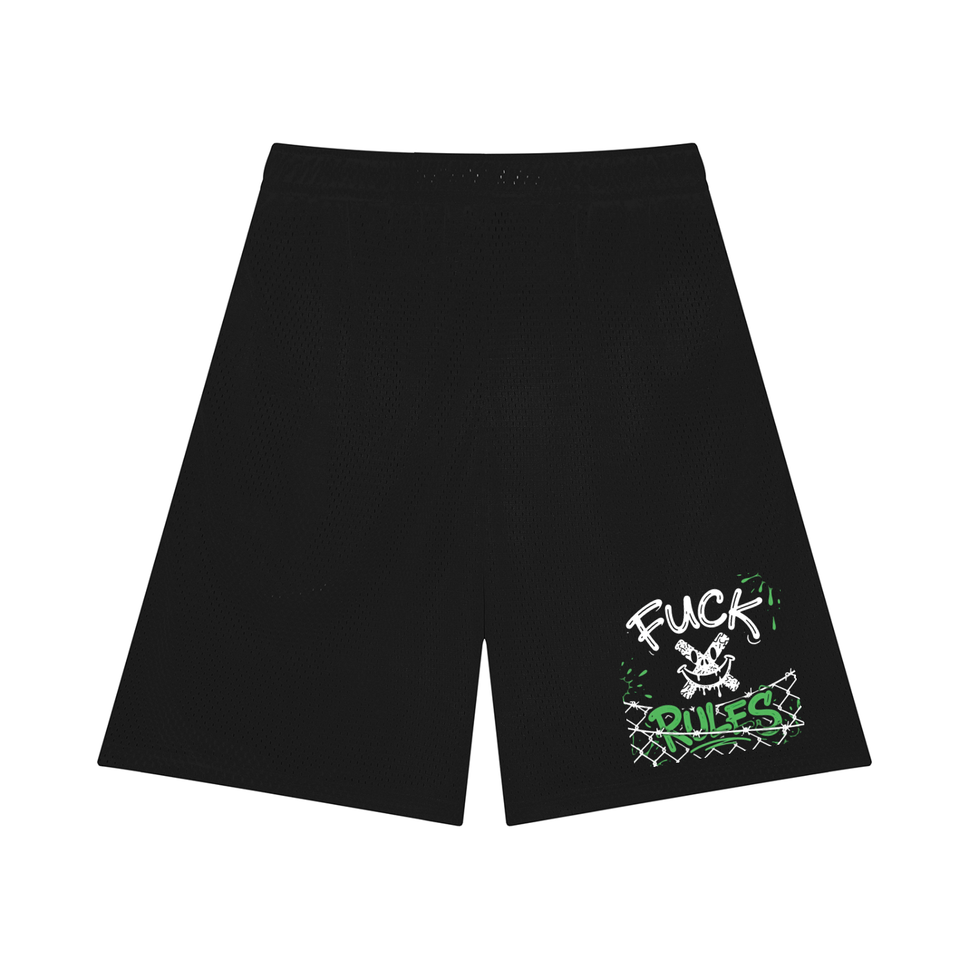 MENS ' FUCK RULES '  Mesh Basketball Shorts
