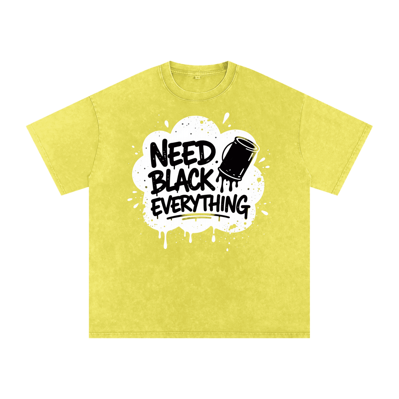 MENS 'NEED  BLACK EVERYTHING 'Snow Washed Oversized Cotton TEE