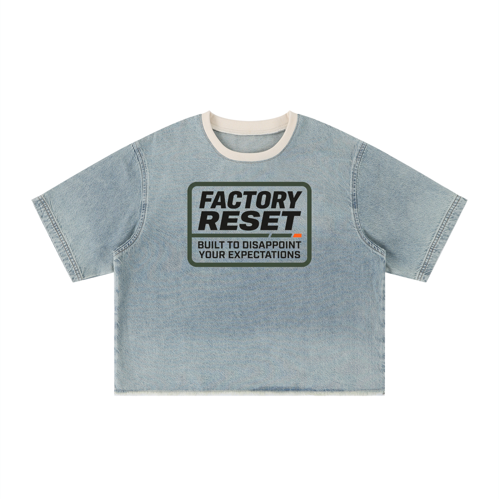 Mens 'EXPECTATIONS' Vintage Wash Boxy Raw Hem Denim Tee