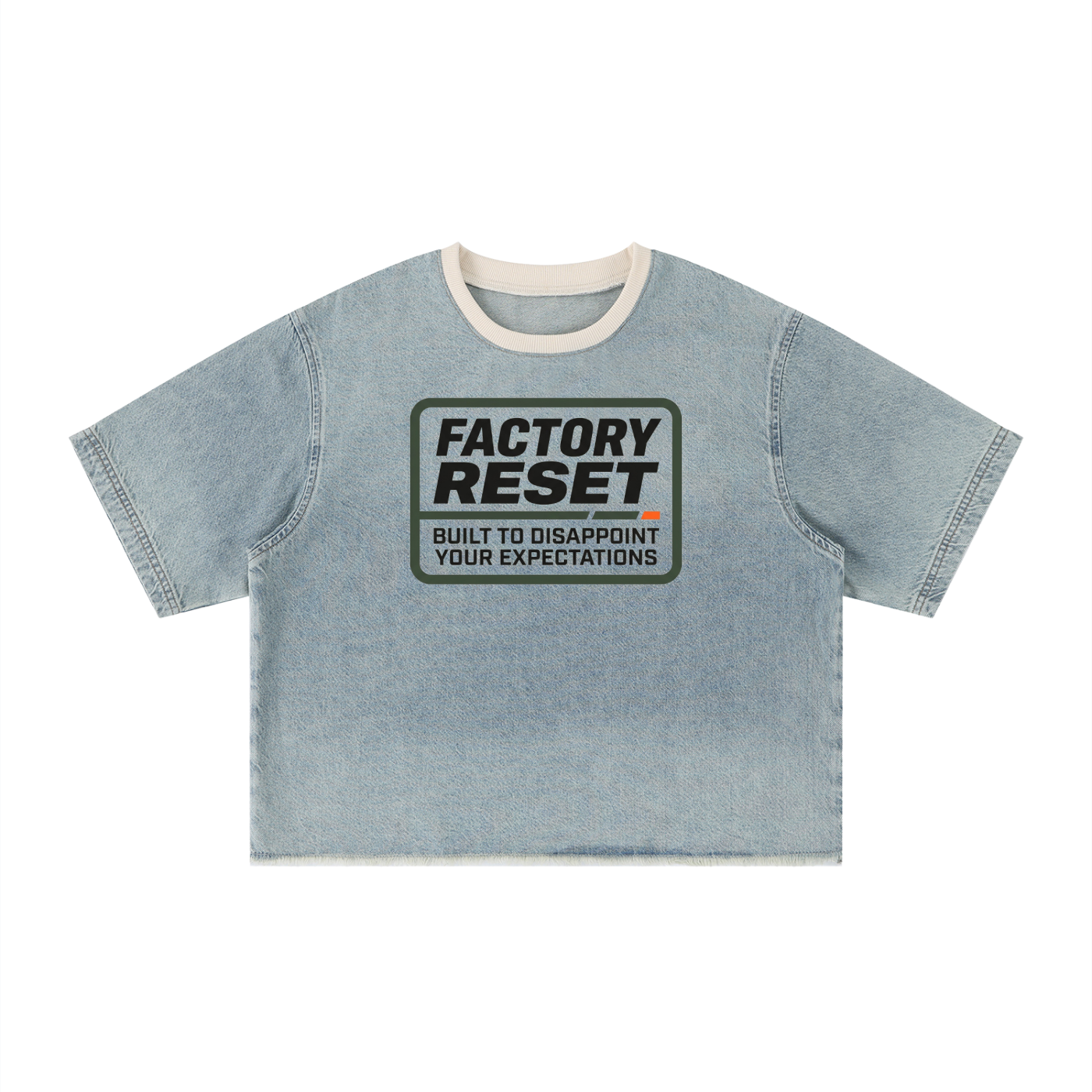 Mens 'EXPECTATIONS' Vintage Wash Boxy Raw Hem Denim Tee