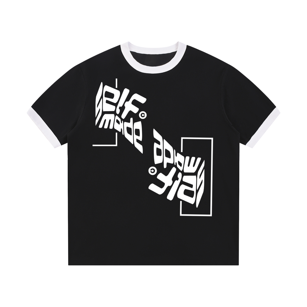 Mens 'SELF MADE; Contrast Edge Ribbed Crewneck Tee
