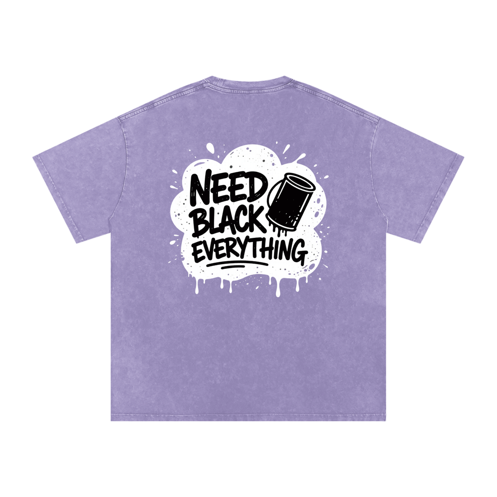MENS 'NEED  BLACK EVERYTHING 'Snow Washed Oversized Cotton TEE
