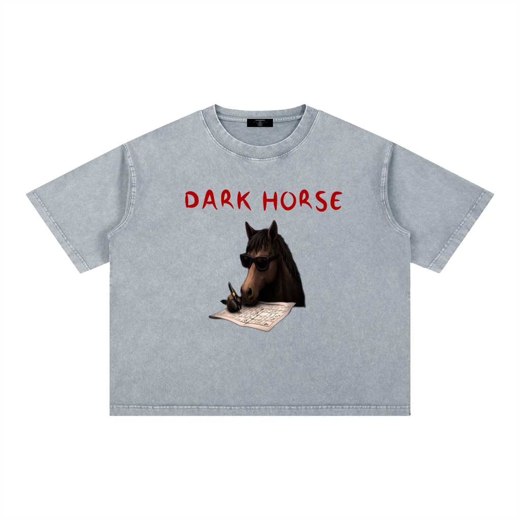 Mens 'DARK HORSE" Mineral Wash Boxy Cotton Tee