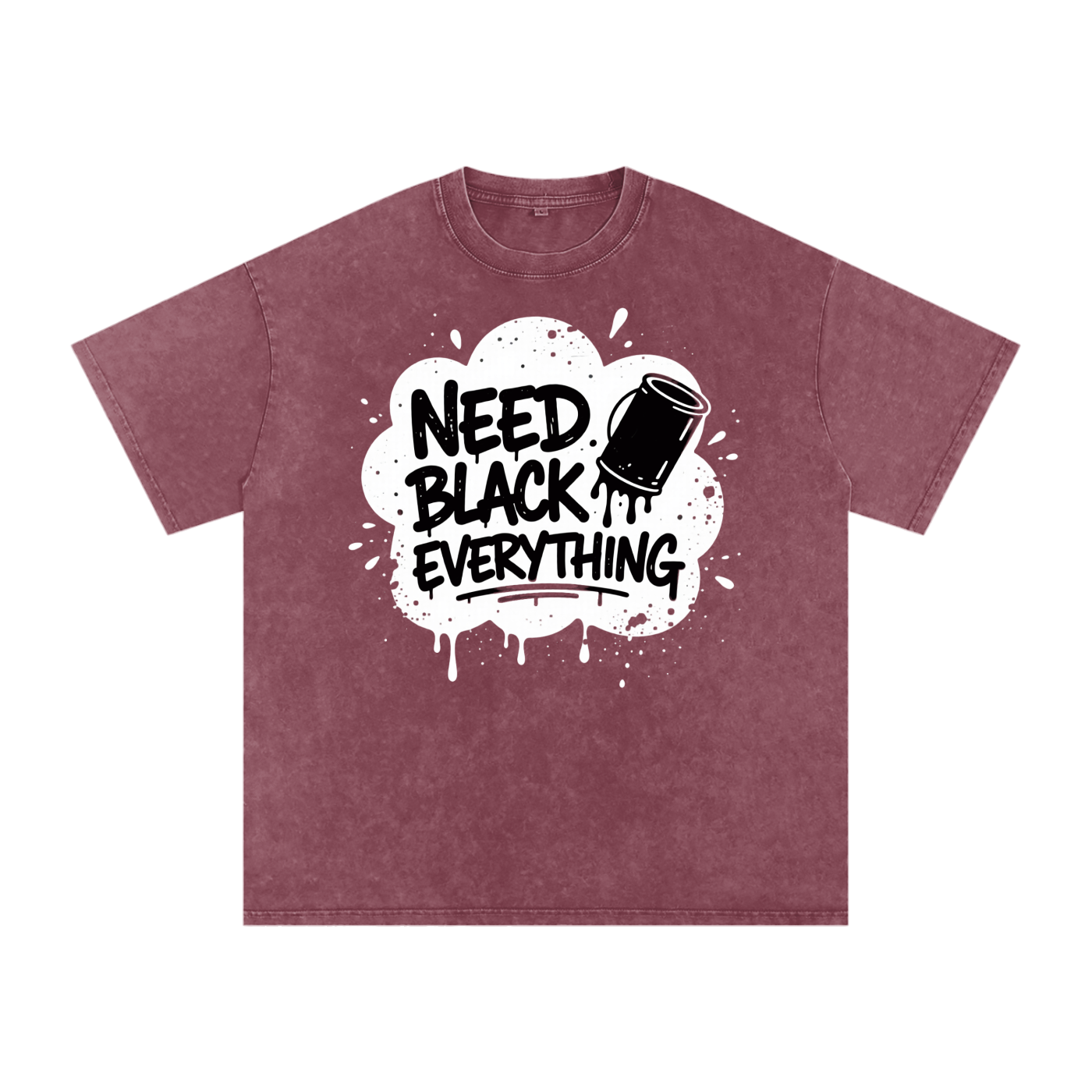 MENS 'NEED  BLACK EVERYTHING 'Snow Washed Oversized Cotton TEE