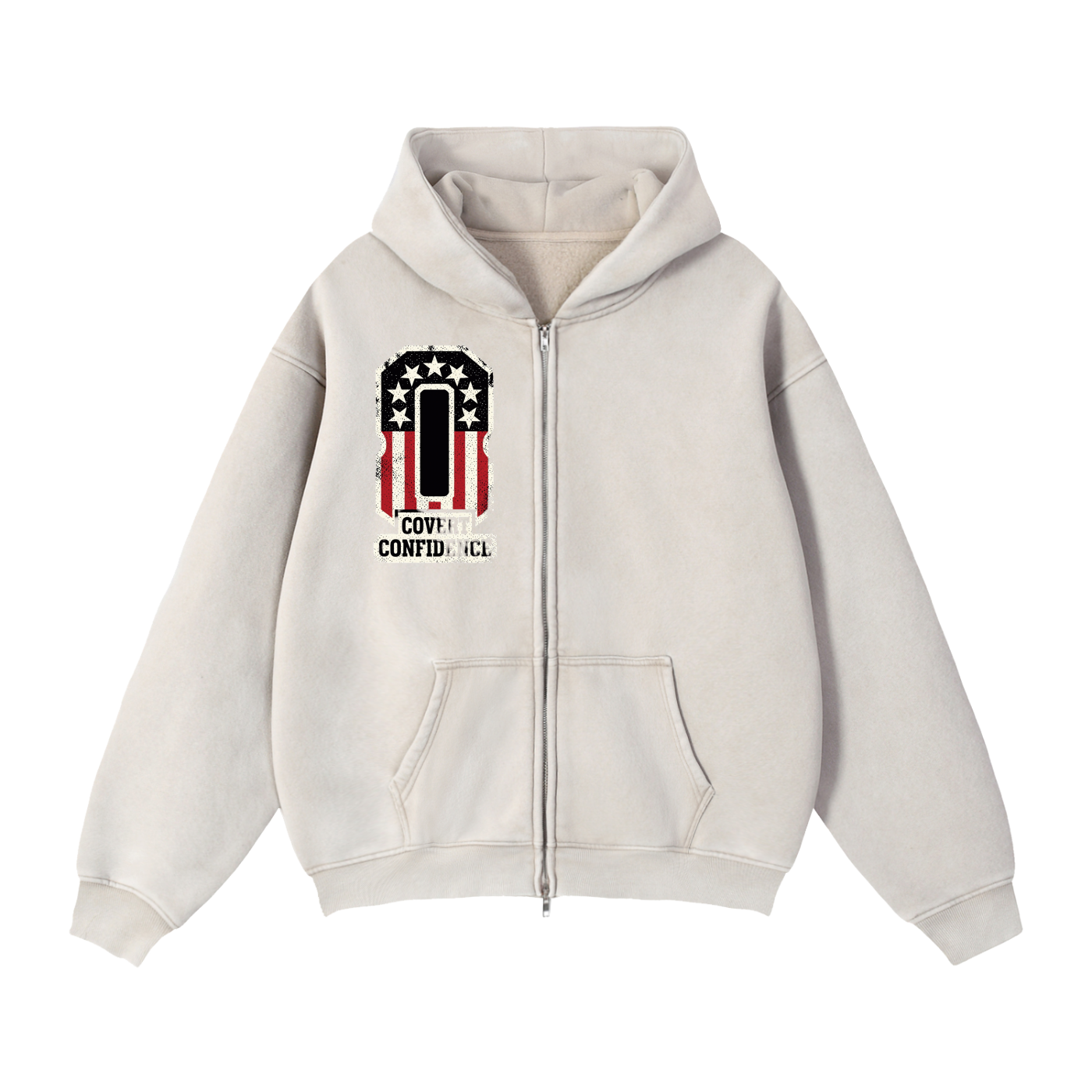 MENS 'COVERT CONFIDENCE' Zip-Through Boxy Fleece Hoodie