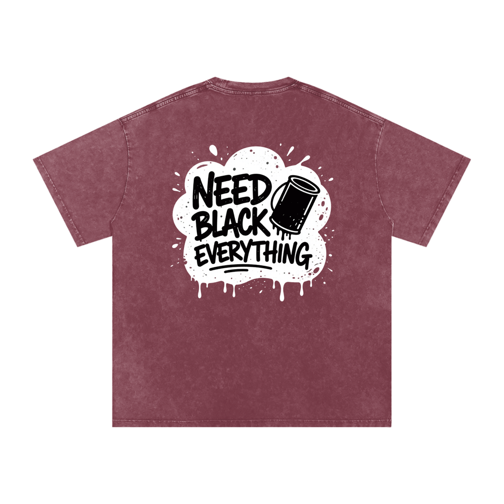 MENS 'NEED  BLACK EVERYTHING 'Snow Washed Oversized Cotton TEE