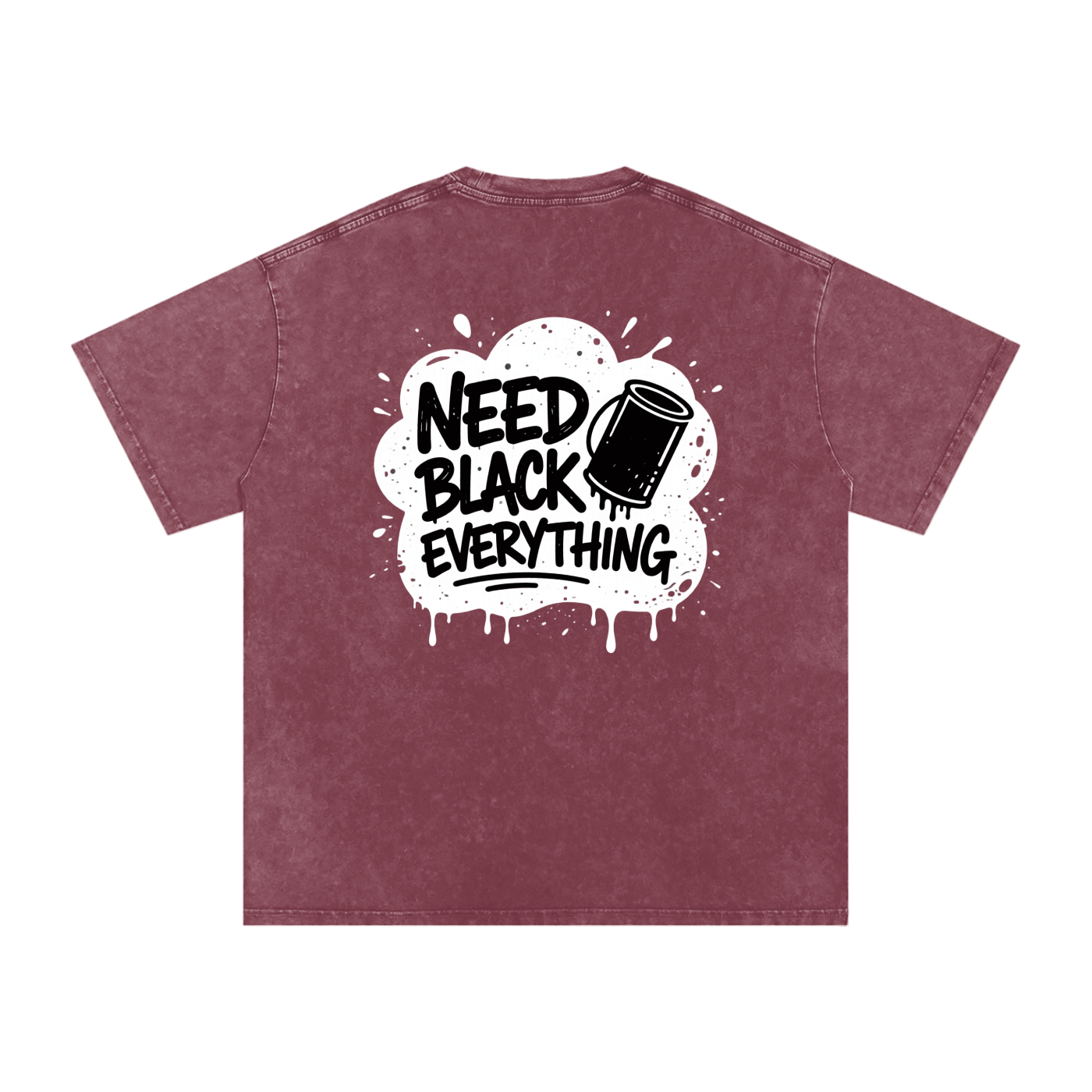 MENS 'NEED  BLACK EVERYTHING 'Snow Washed Oversized Cotton TEE