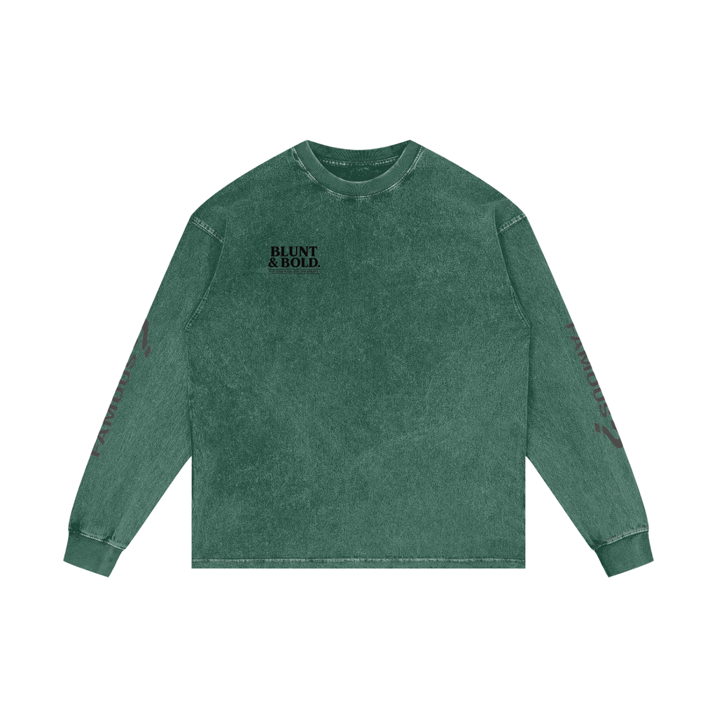 MENS '  INTERNET FAMOUS ; Acid Wash Oversize Long Sleeve TEE