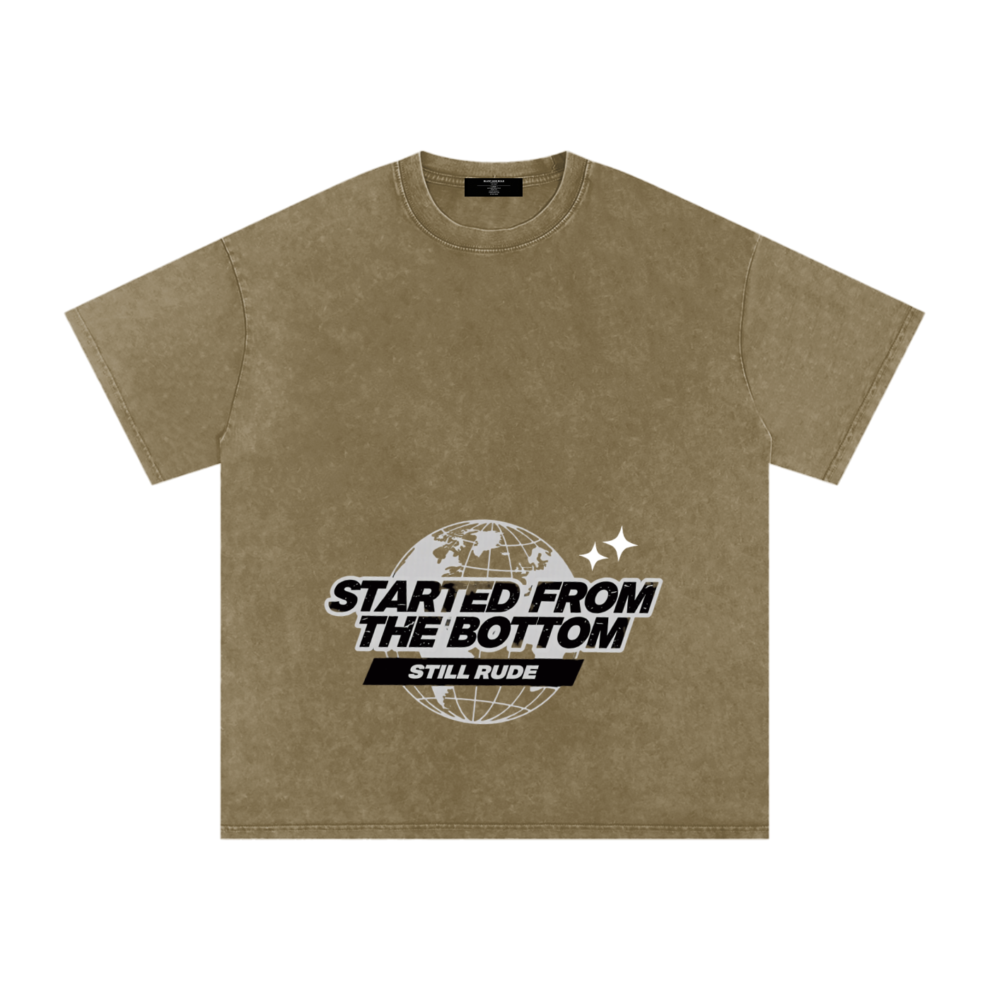 MENS ' FROM THE BOTTOM ' Snow Washed Oversized Cotton TEE
