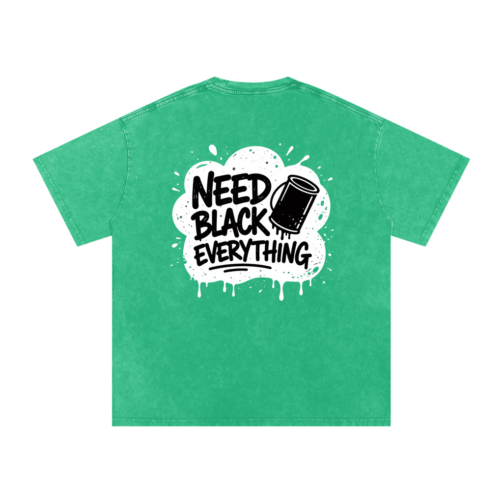 MENS 'NEED  BLACK EVERYTHING 'Snow Washed Oversized Cotton TEE