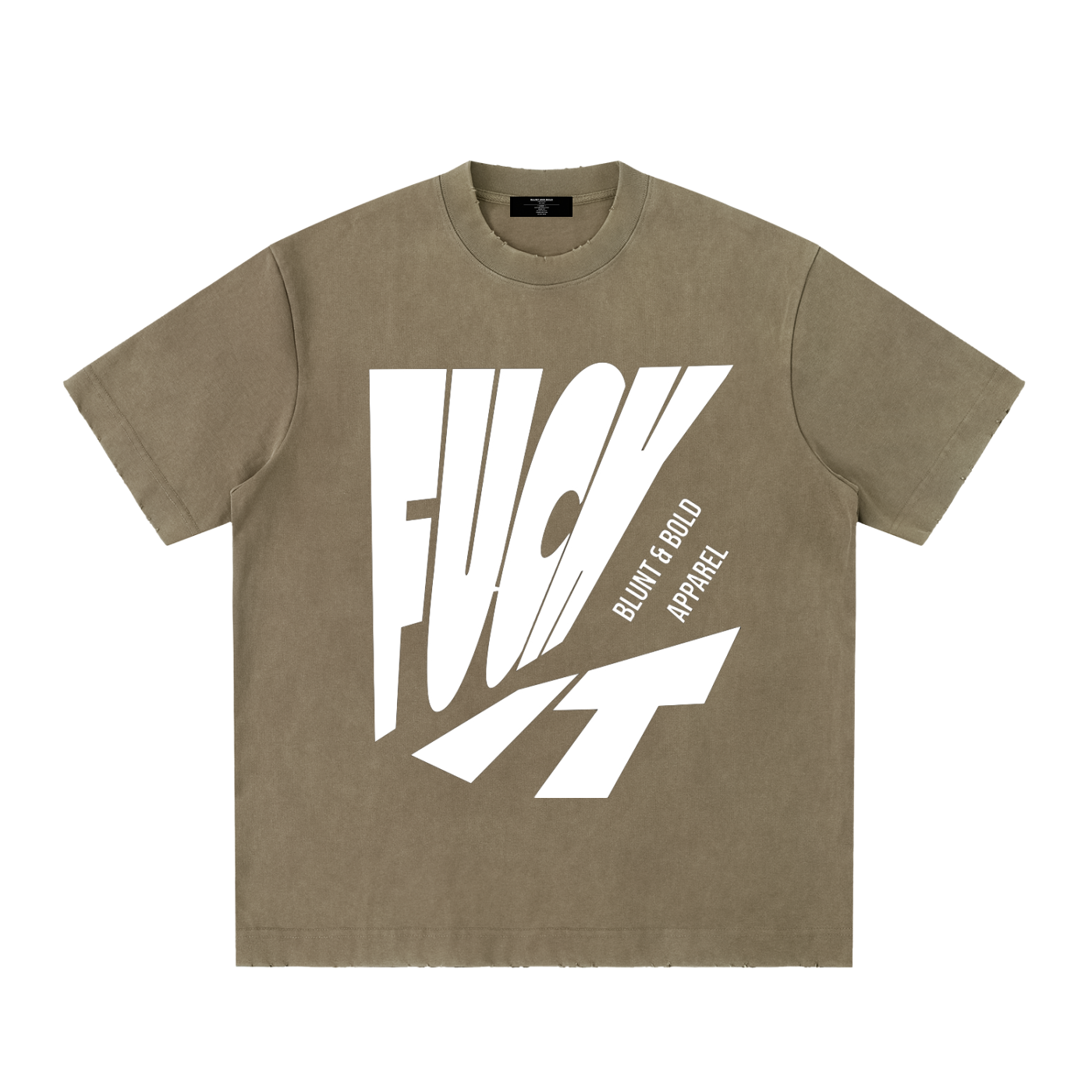 Mens 'FUCK IT' Heavyweight Vintage Washed Frayed Tee