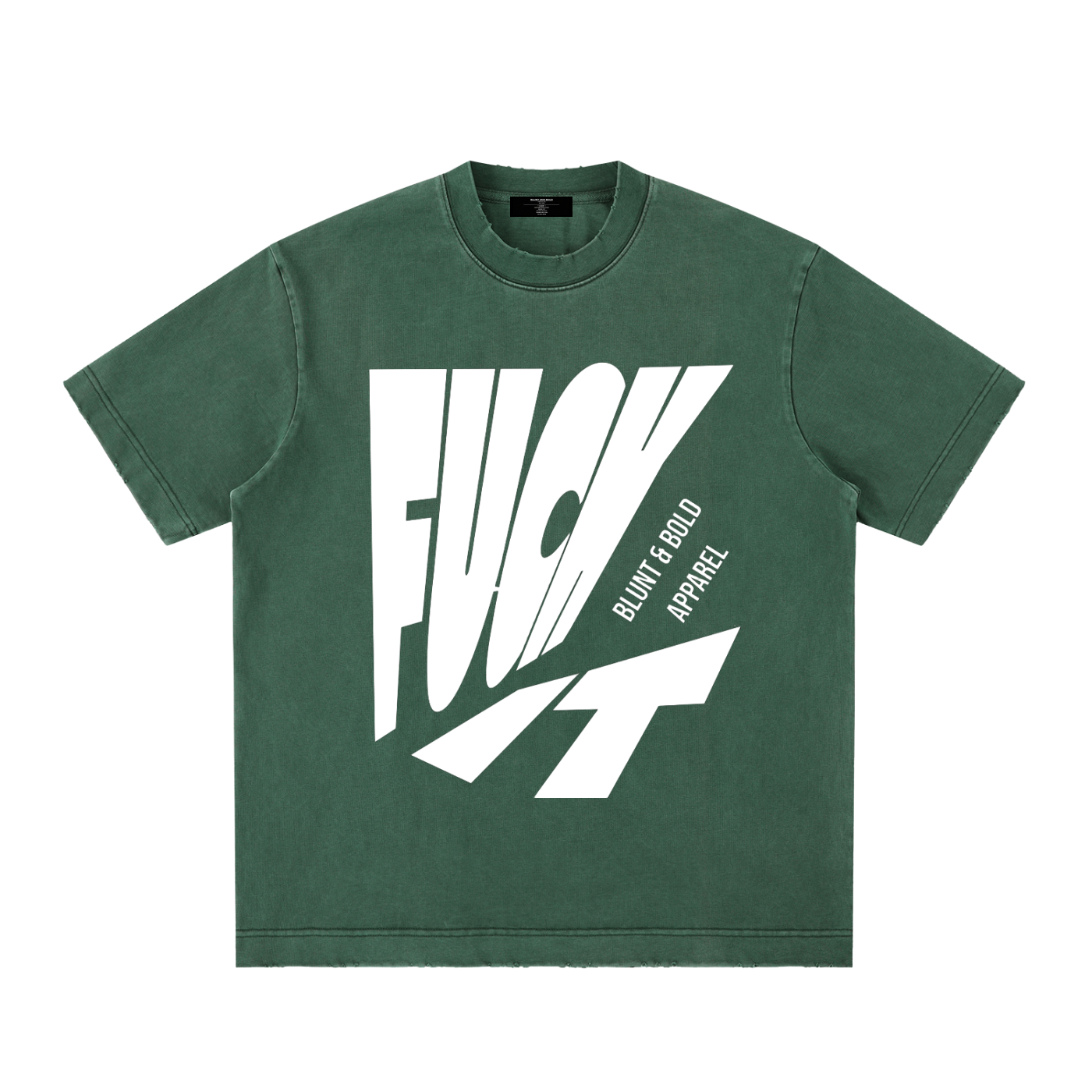 Mens 'FUCK IT' Heavyweight Vintage Washed Frayed Tee