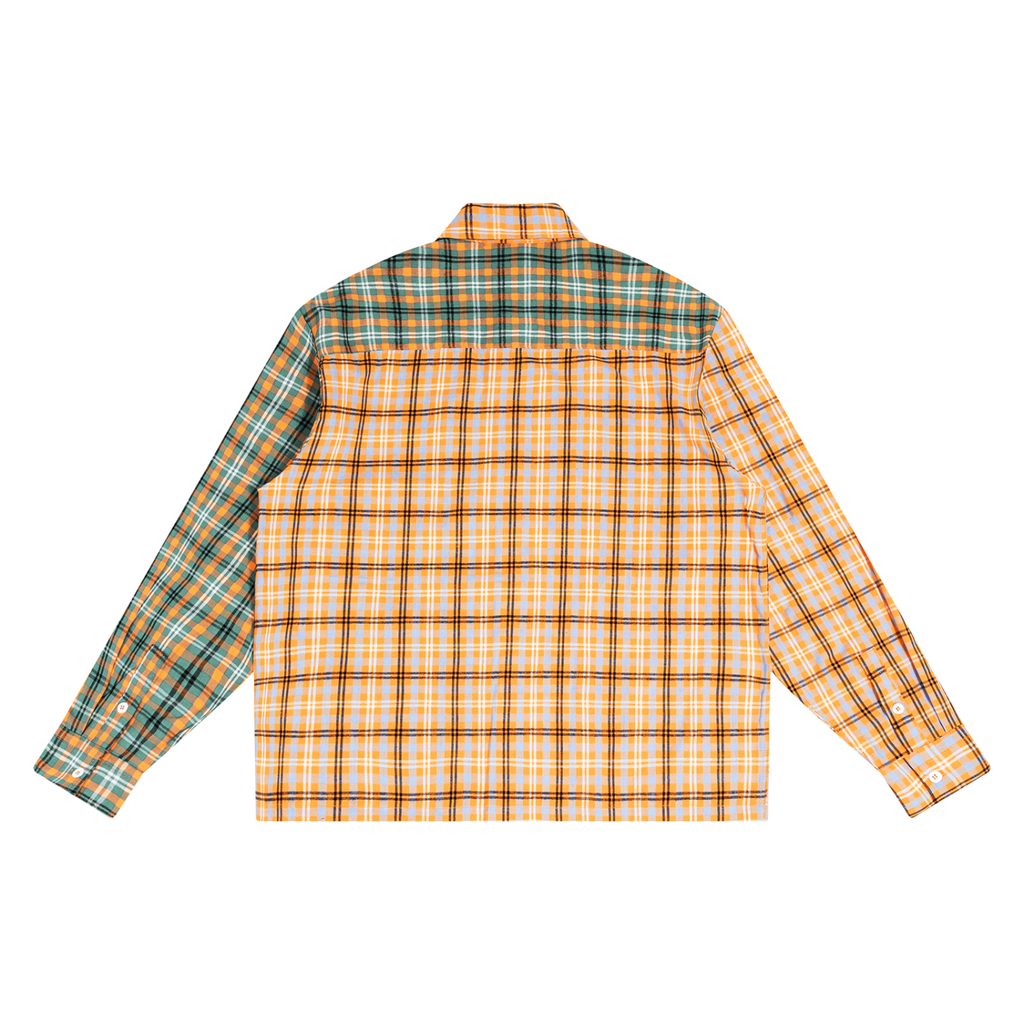 MENS 'UNBOTHERED'  Oversized Plaid Color Block Shirt