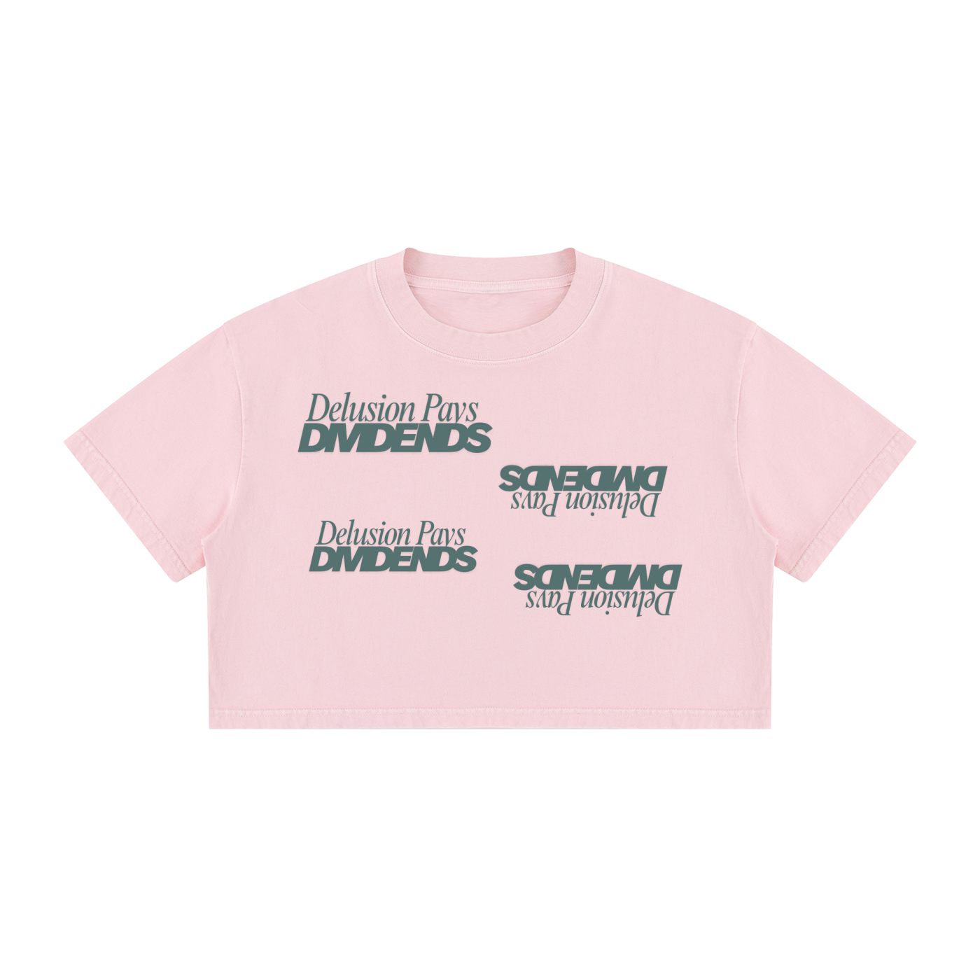 WOMENS ' DELUSIONAL DIVIDENDS ' Mineral Wash Cotton Crop TEE