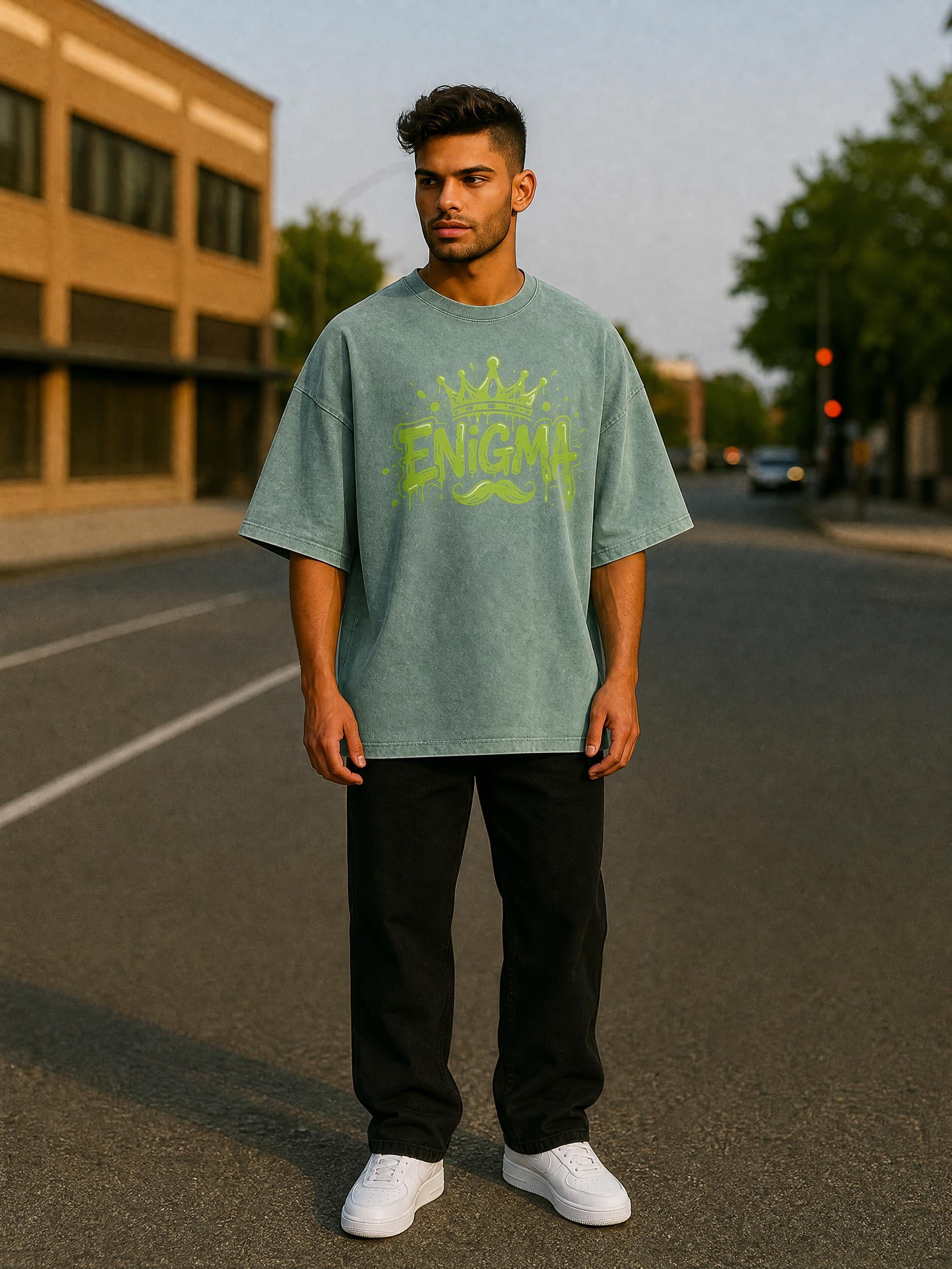 MENS ' ENIGMA ' Snow Washed Oversized Cotton T-Shirt