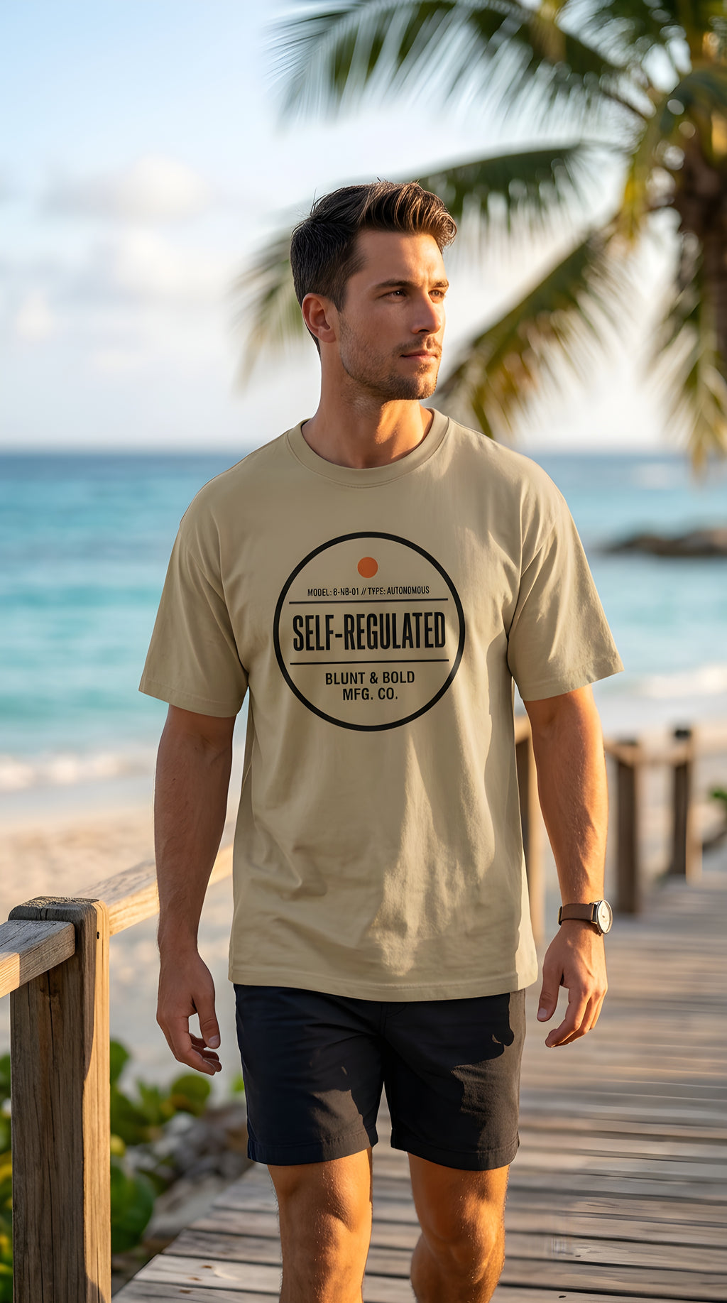Mens 'SELF REGULATED' Heavyweight Hand-frayed Tee