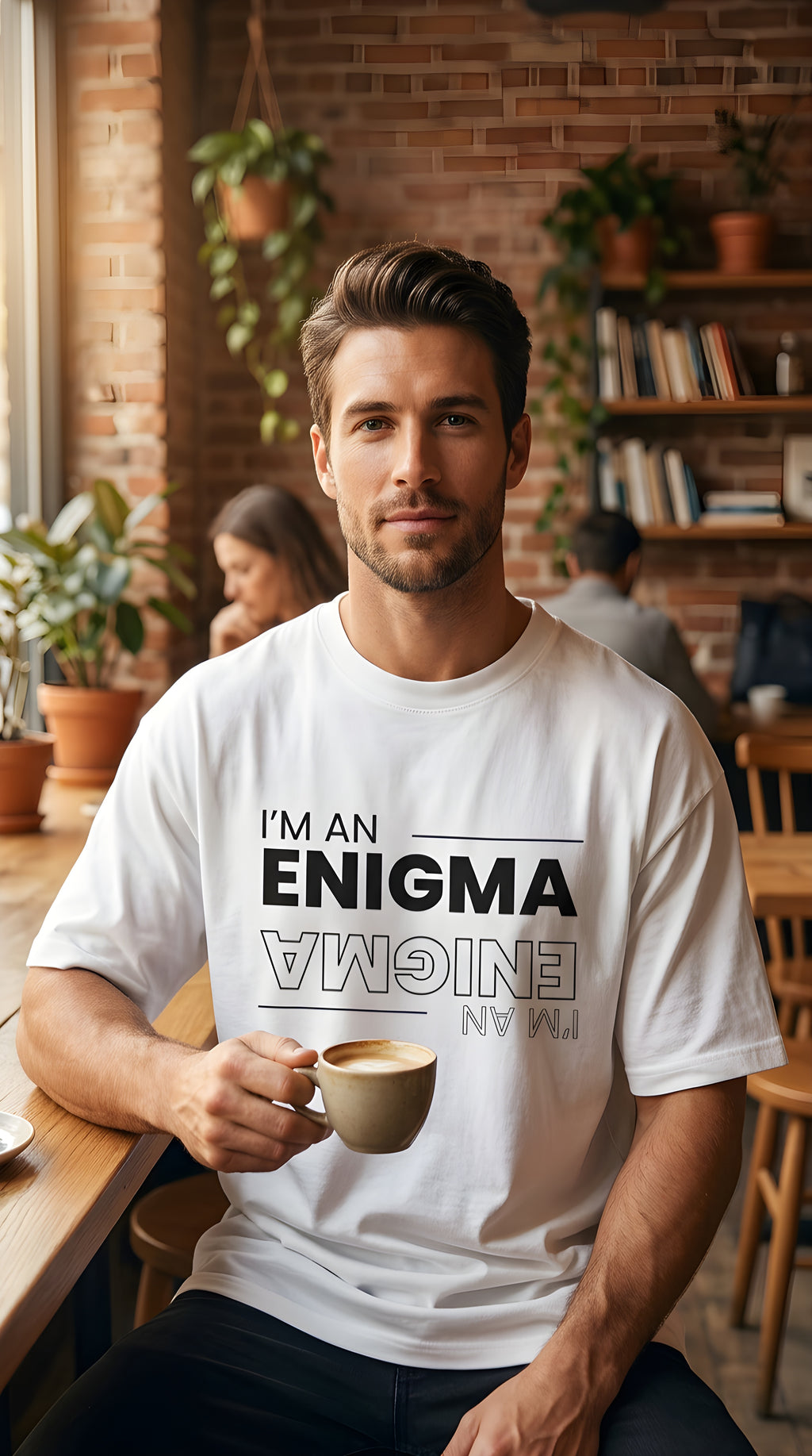 I'm An Enigma Oversized Tee — Graphic Men’s Heavy Cotton Shirt with Back Star & "Blunt & Bold" Print