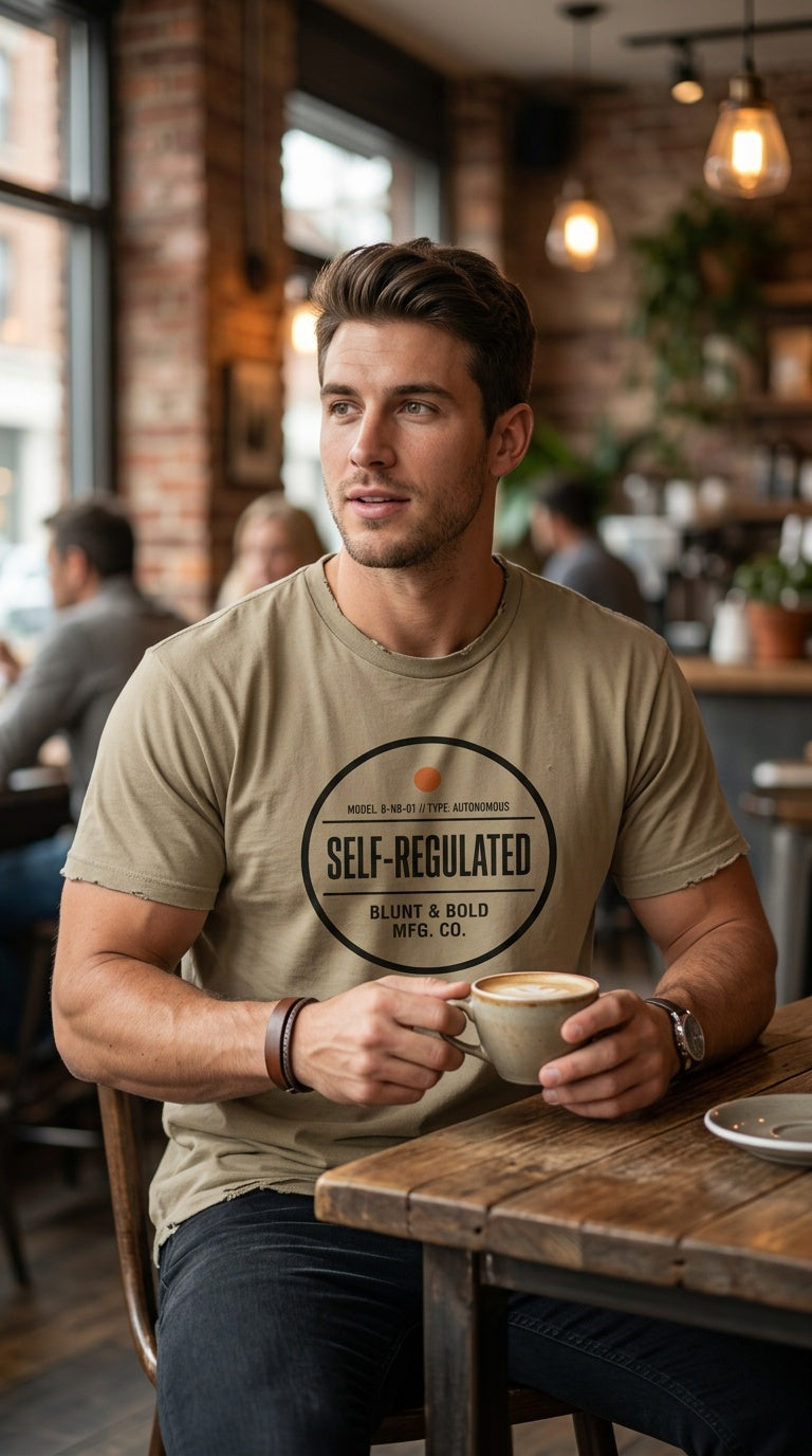 Mens 'SELF REGULATED' Heavyweight Hand-frayed Tee