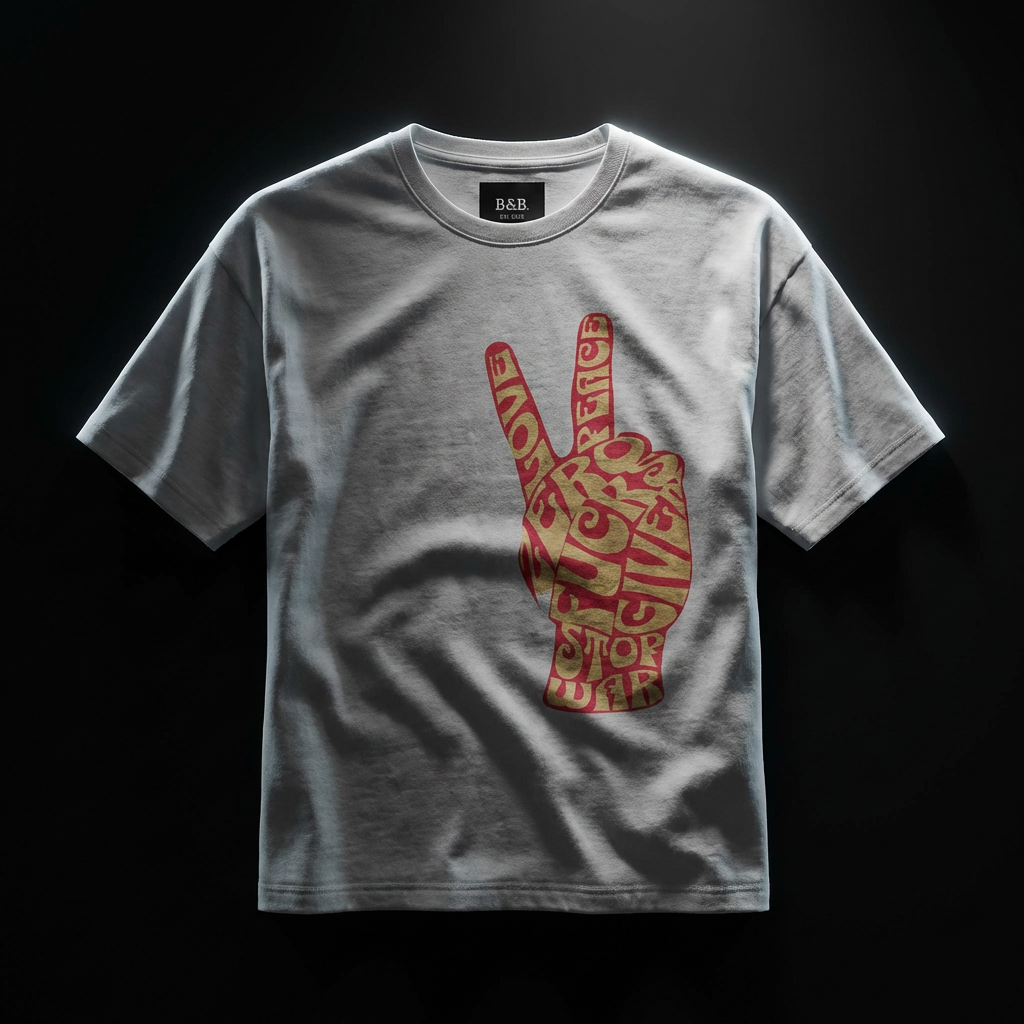 Mens Zero Fucks Peace Sign Graphic Oversized Tee