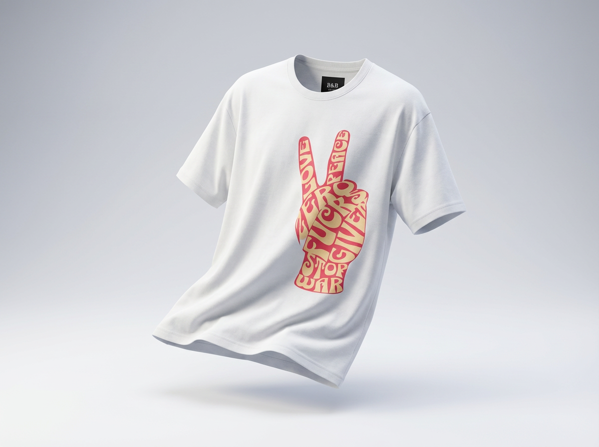 Mens Zero Fucks Peace Sign Graphic Oversized Tee