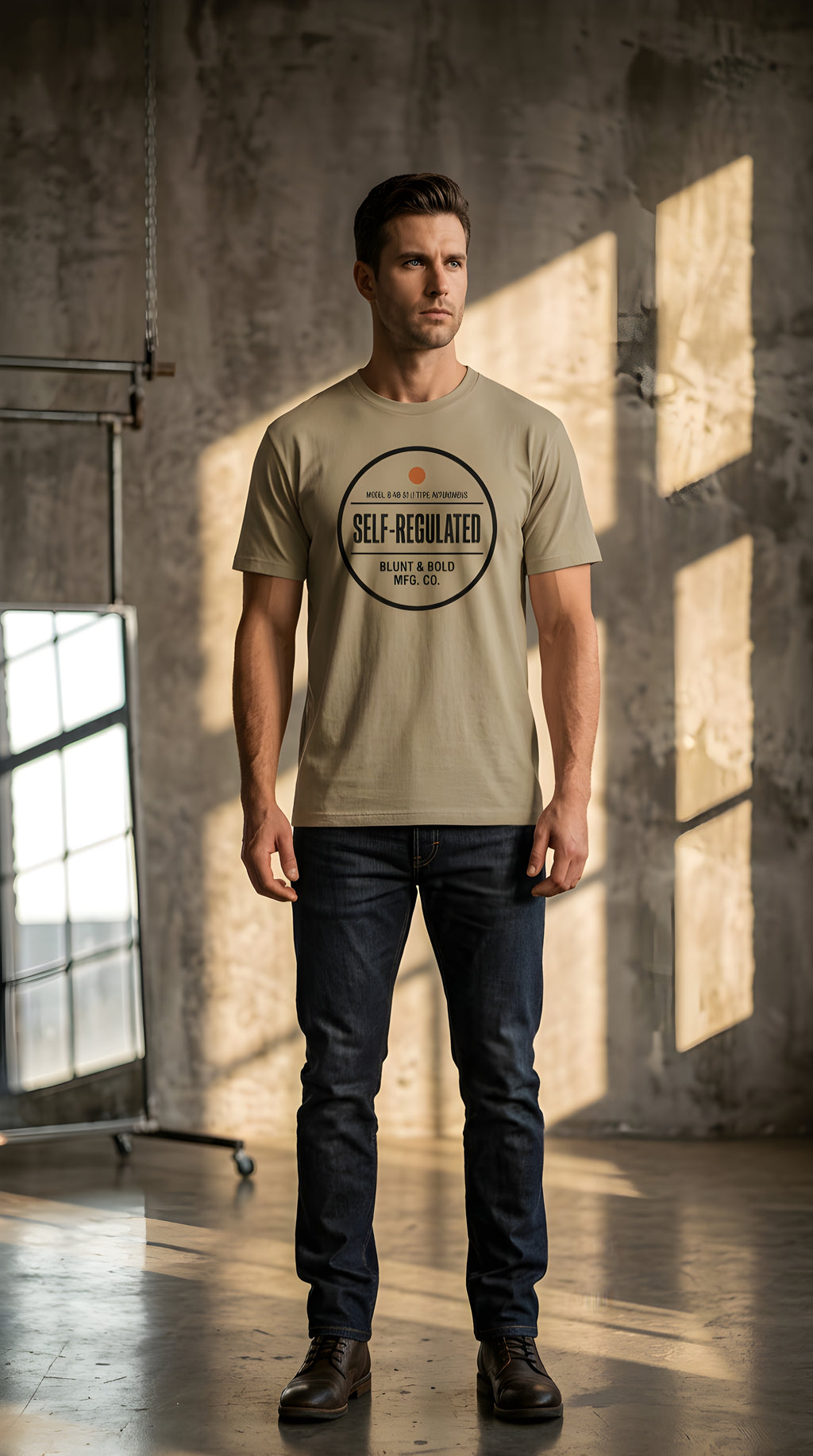 Mens 'SELF REGULATED' Heavyweight Hand-frayed Tee