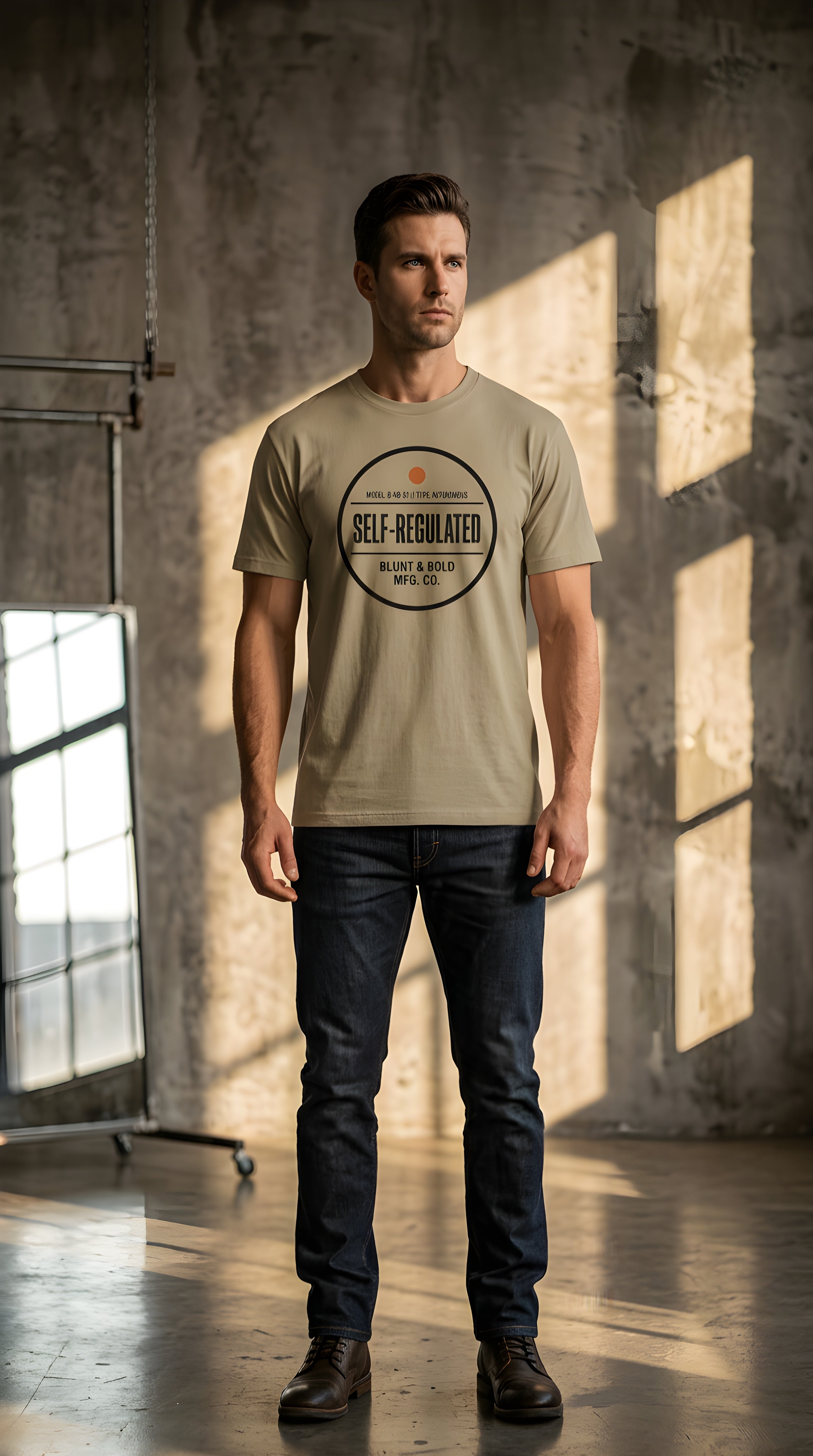 Mens 'SELF REGULATED' Heavyweight Hand-frayed Tee