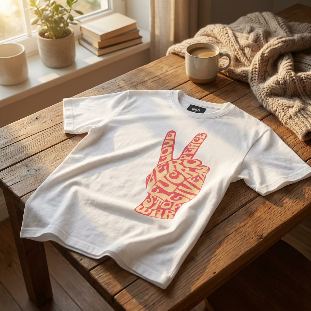 Mens Zero Fucks Peace Sign Graphic Oversized Tee