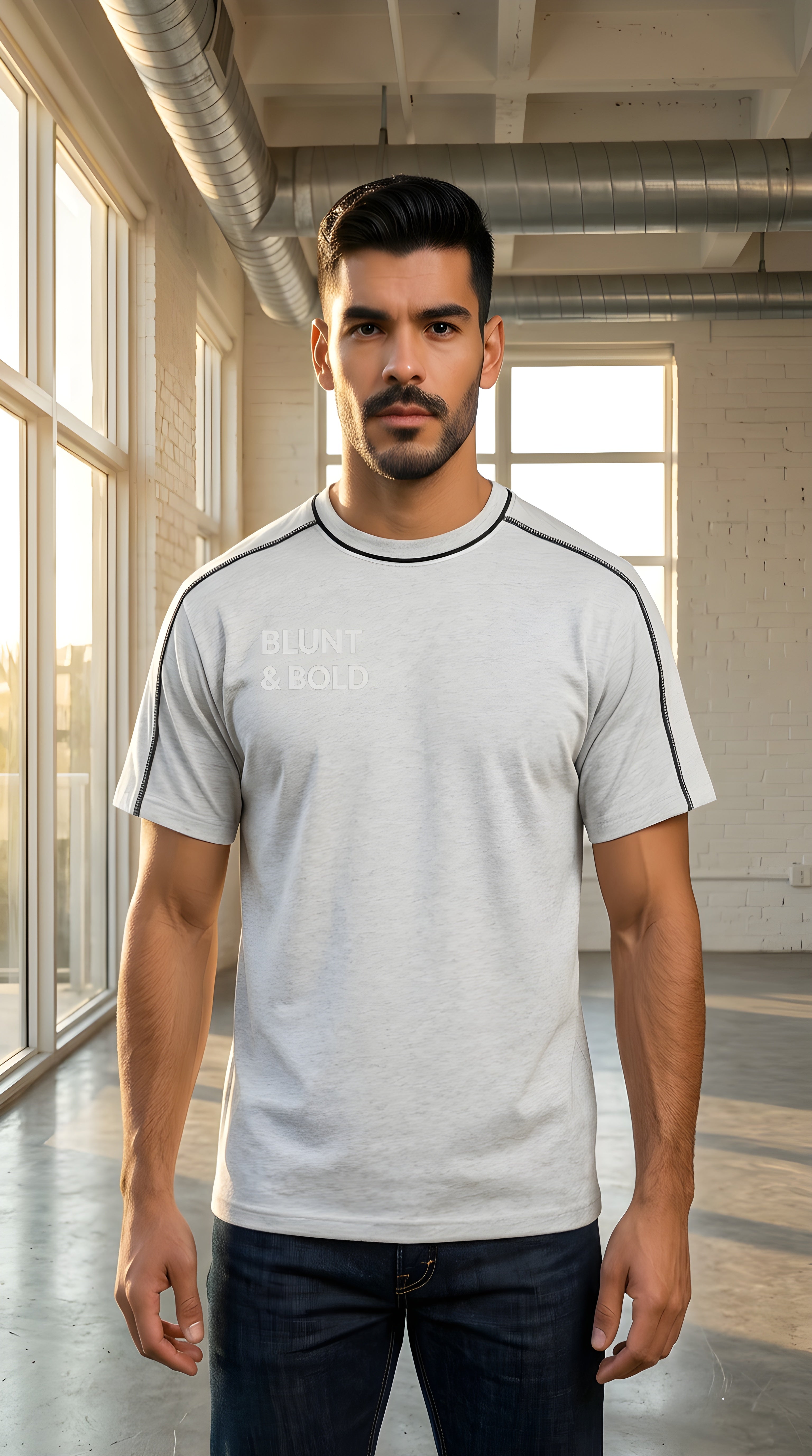 Mens Classic  Oversized Contrast Tape T-Shirt